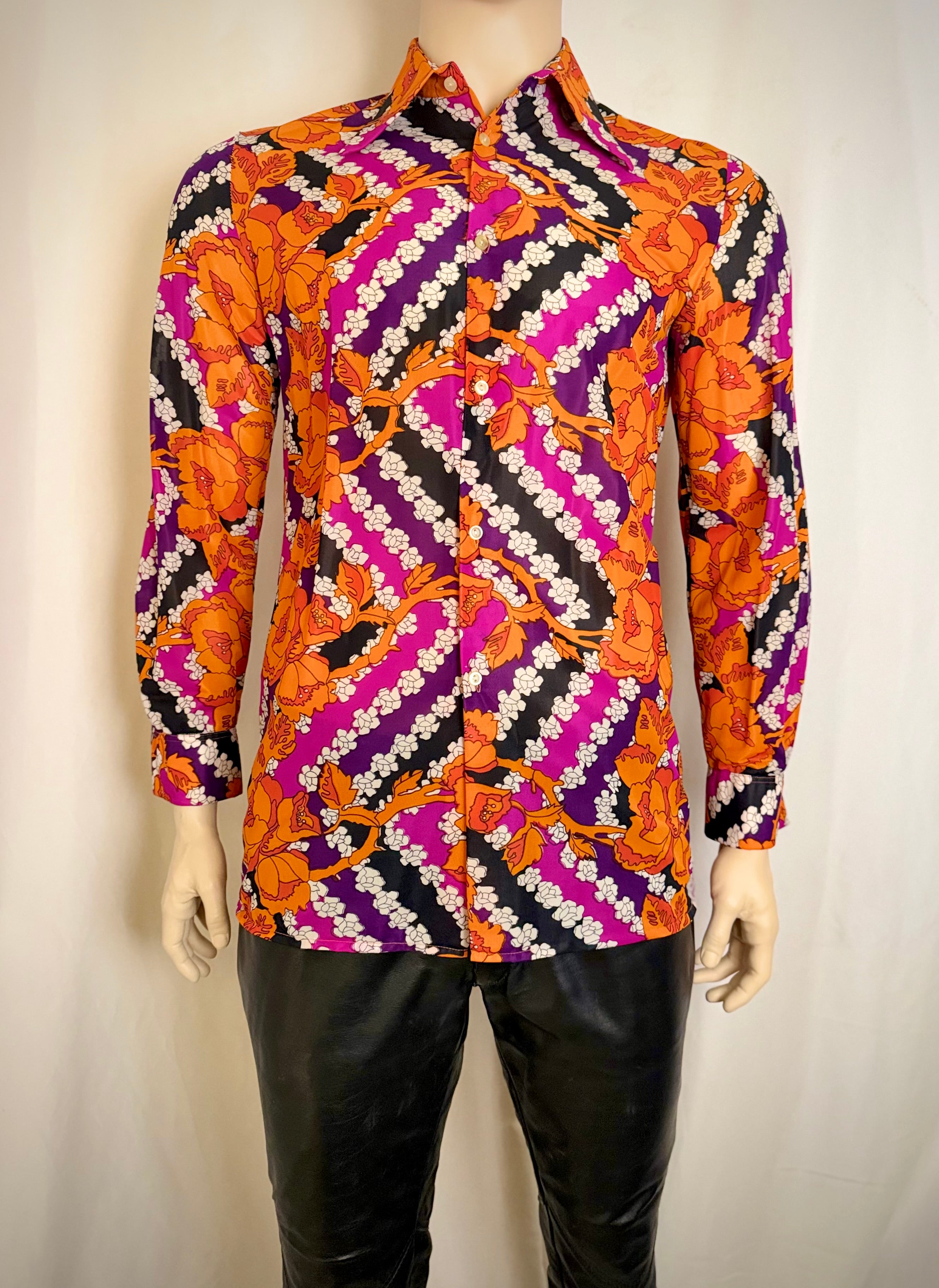 Vintage 1970s Semi-Sheer Psychedelic Floral Shirt