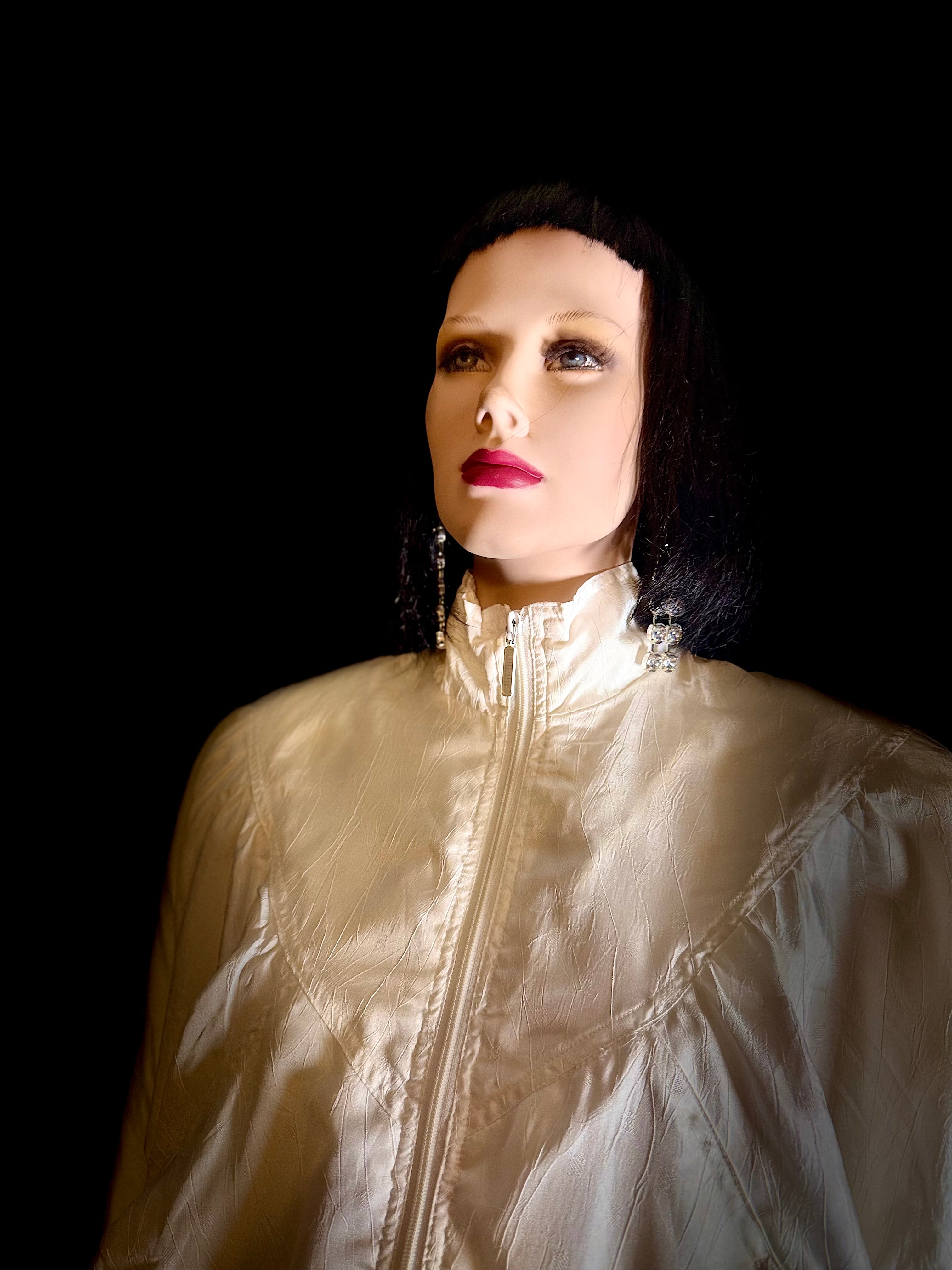 1980s Puma Ivory Track Jacket with Power Shoulders - Rare Sport-Luxe Vintage
