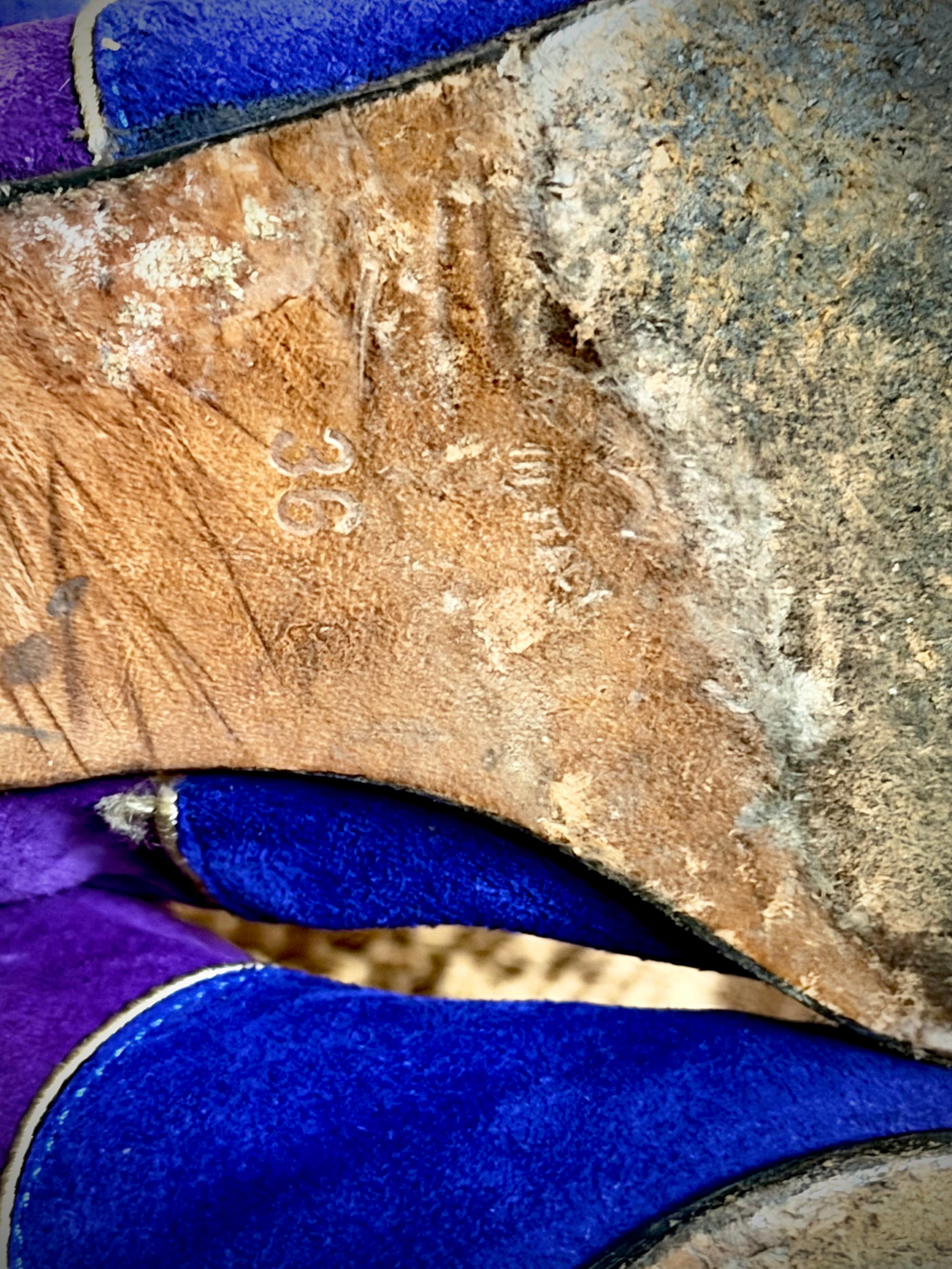 Vintage 1980s Biondini Suede Appliqué Cowboy Boots