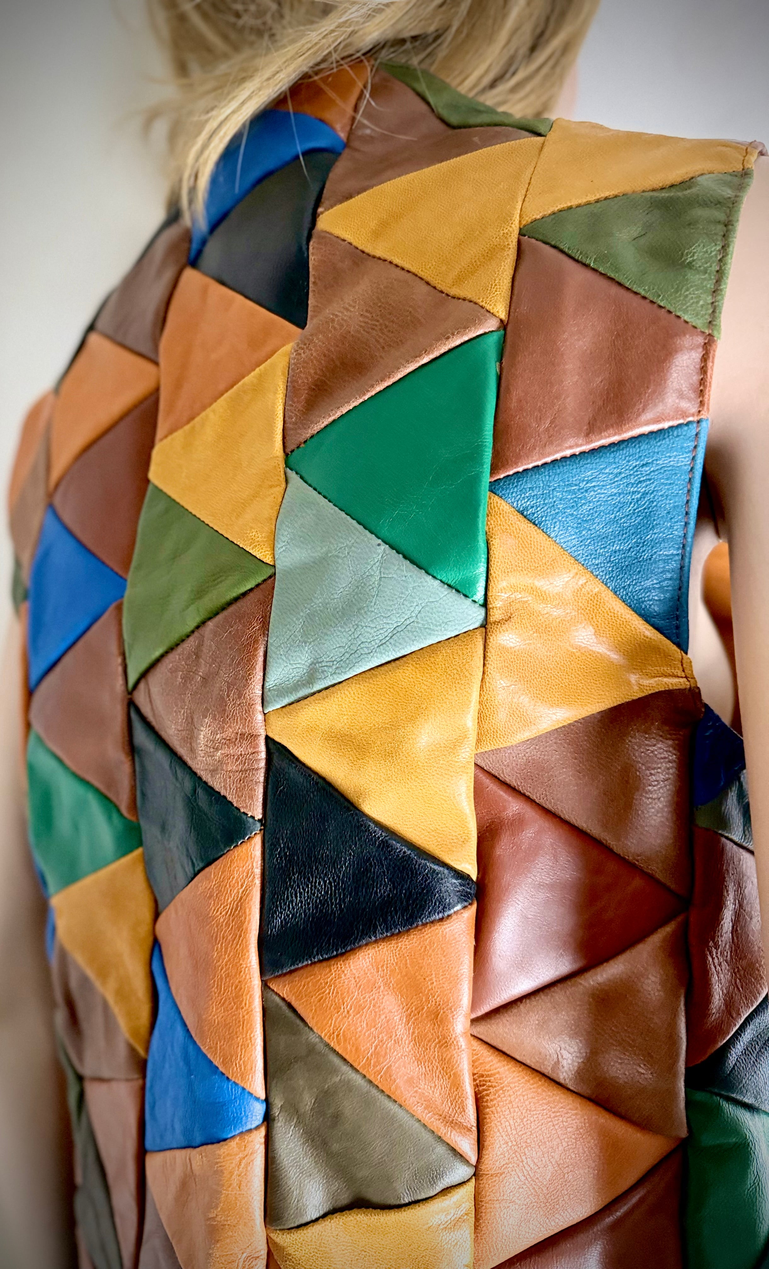 1990s Handcrafted Leather Patchwork Vest