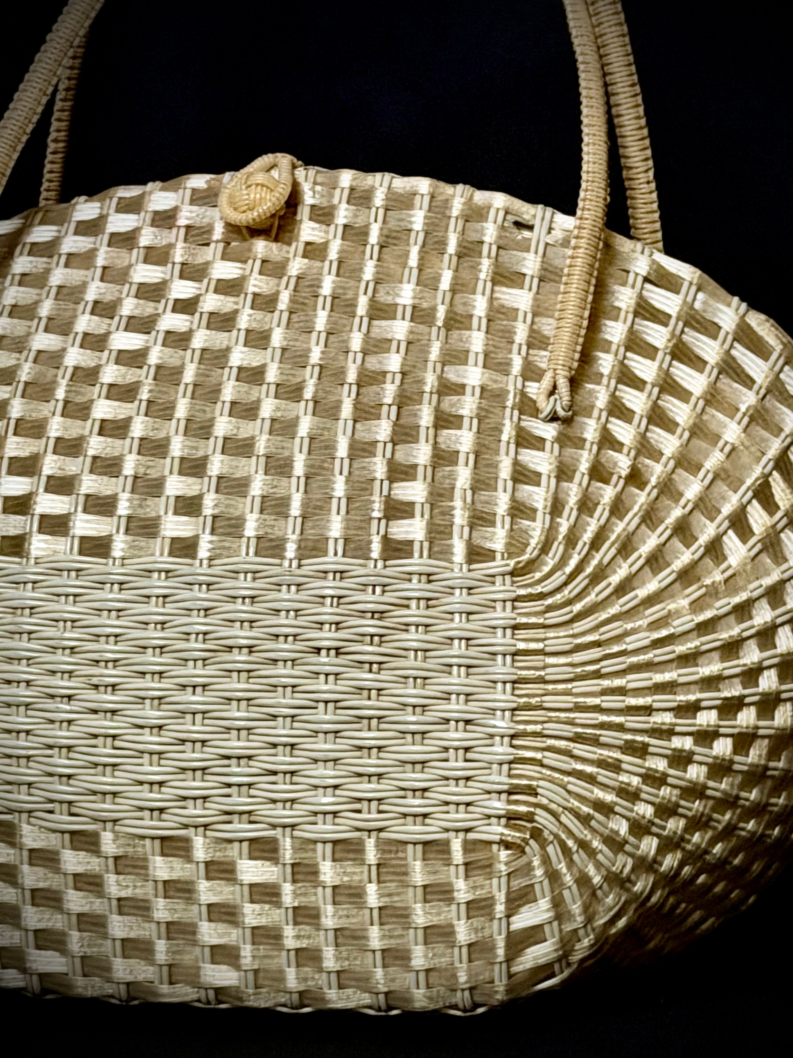 Woven Carryall - 1950s Sculpted Basket Handbag