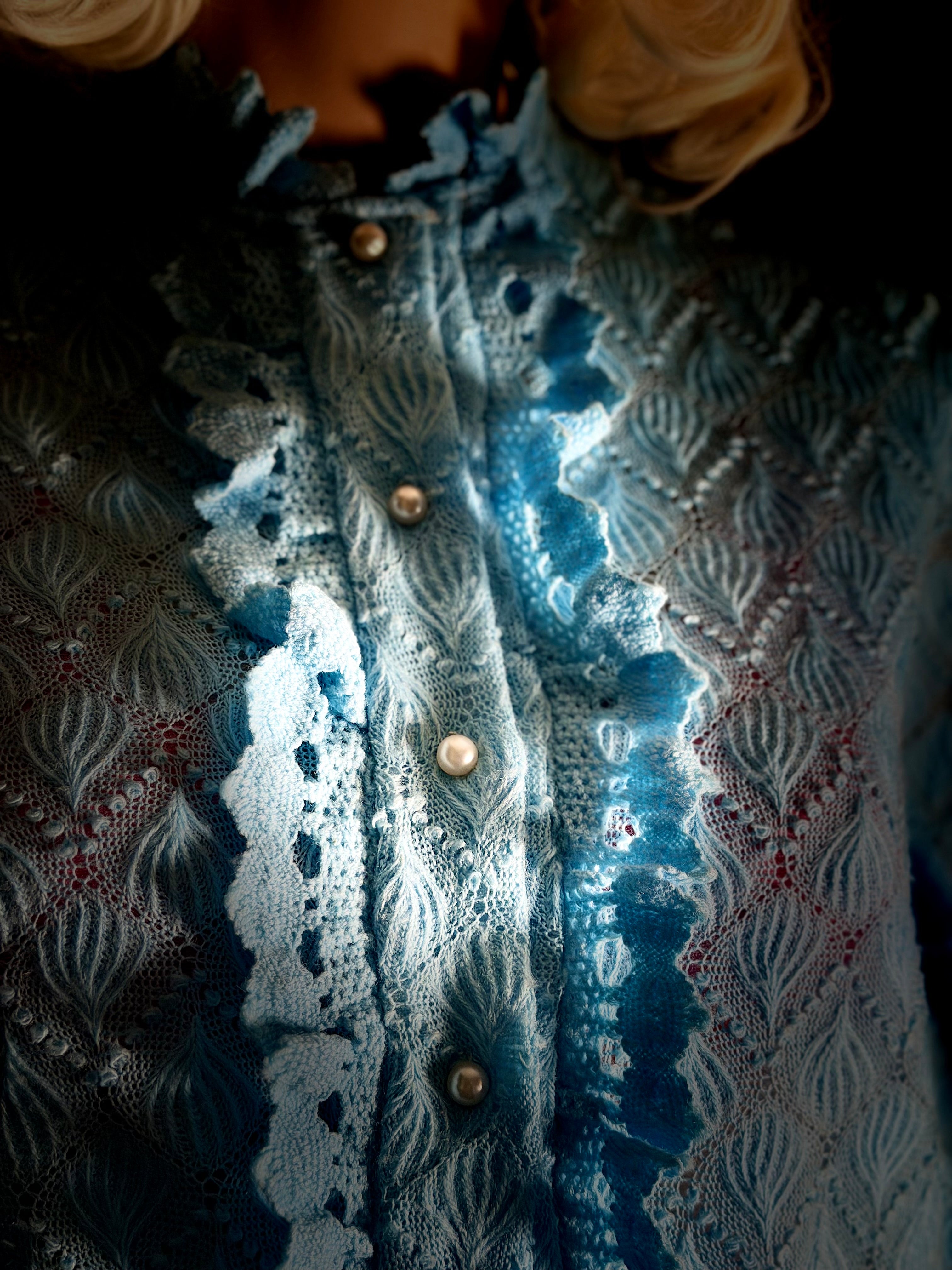 1960s Powder-Blue Textured Knit Cardigan - Mint Condition