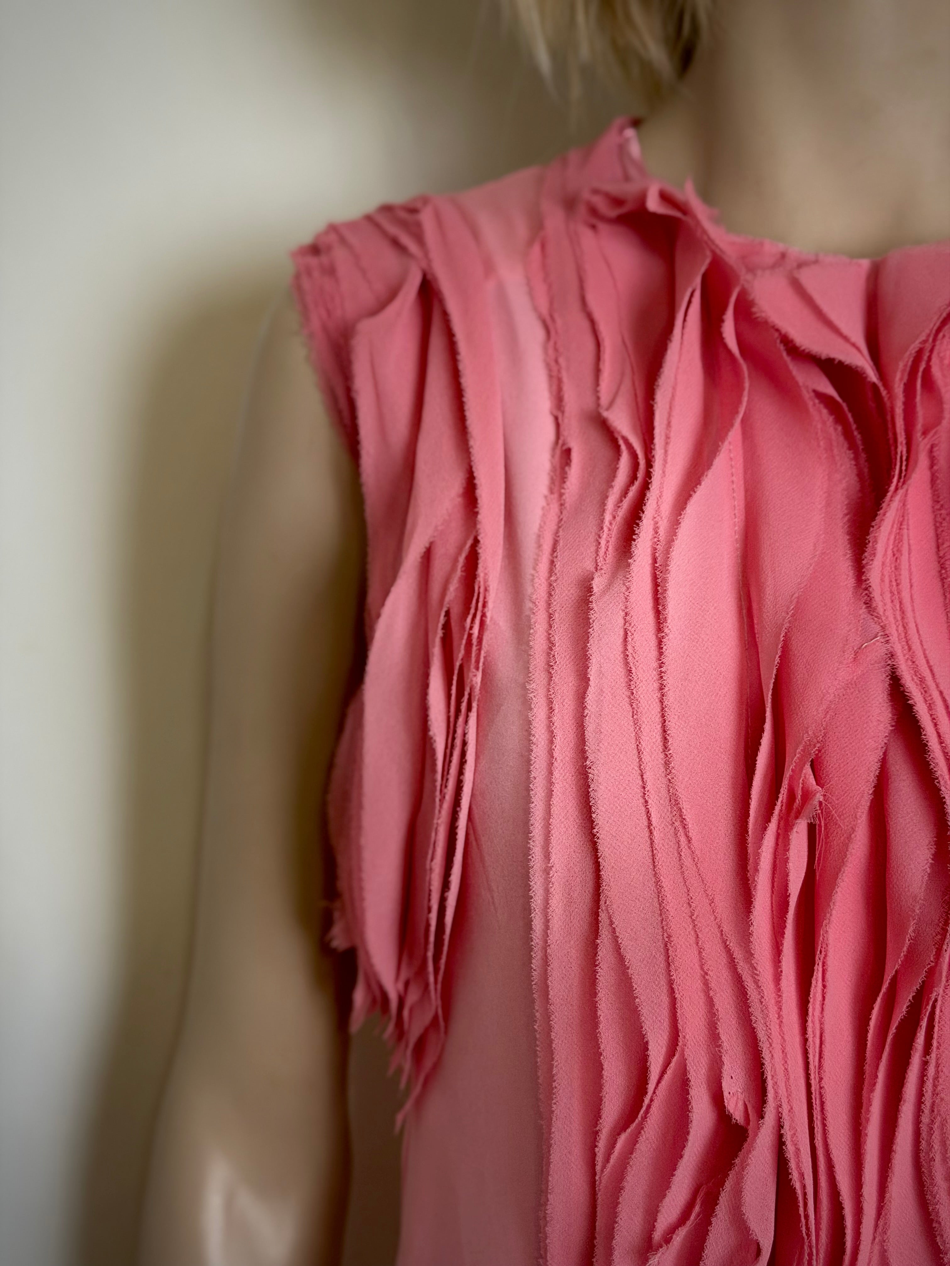 Late 80s / Early 90s Textured Pink Sleeveless Dress - Sculptural Surface Detail