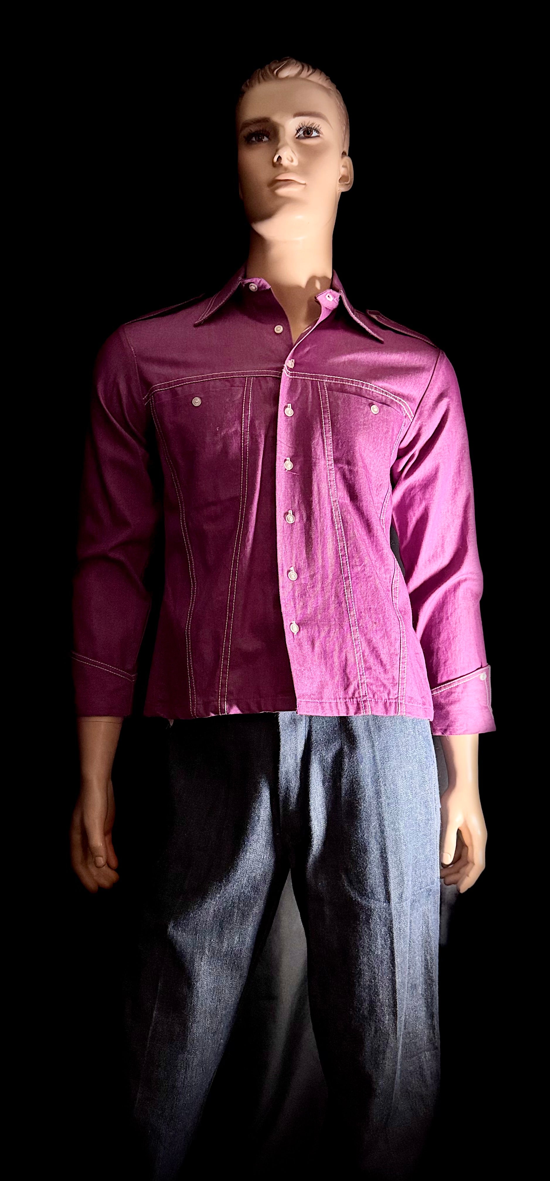 1960s Bisley Australian-Made Purple Denim Work Shirt – Deadstock
