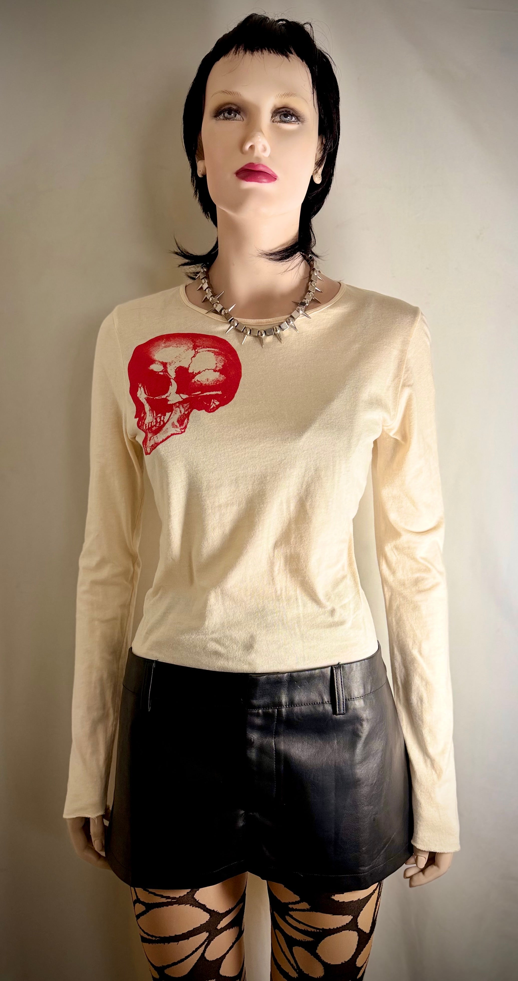 Vintage Libertine Pink Skull Print Long Sleeve Top