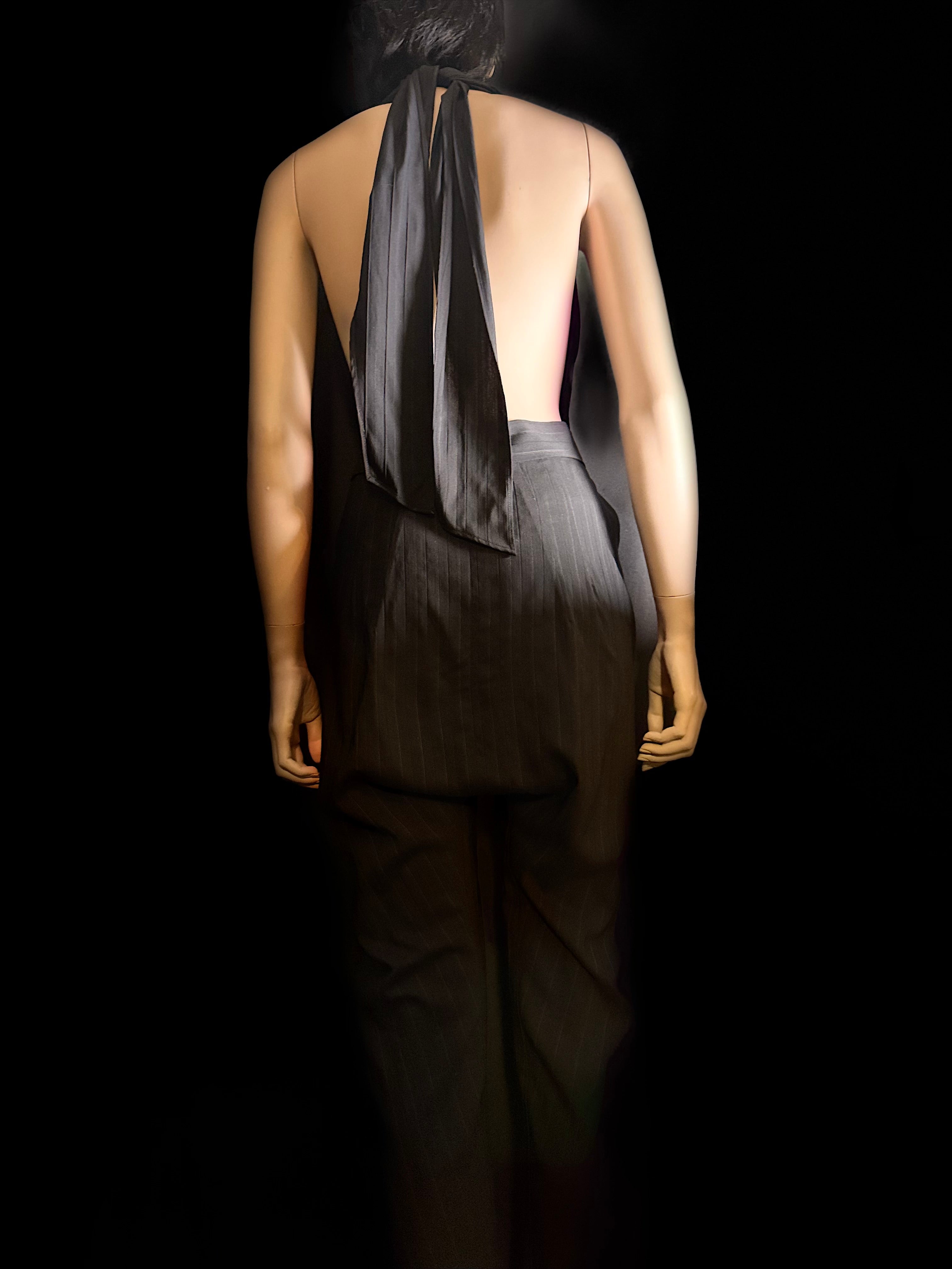Zambesi Pure Wool Pinstripe Halter Jumpsuit – Architectural Tailoring