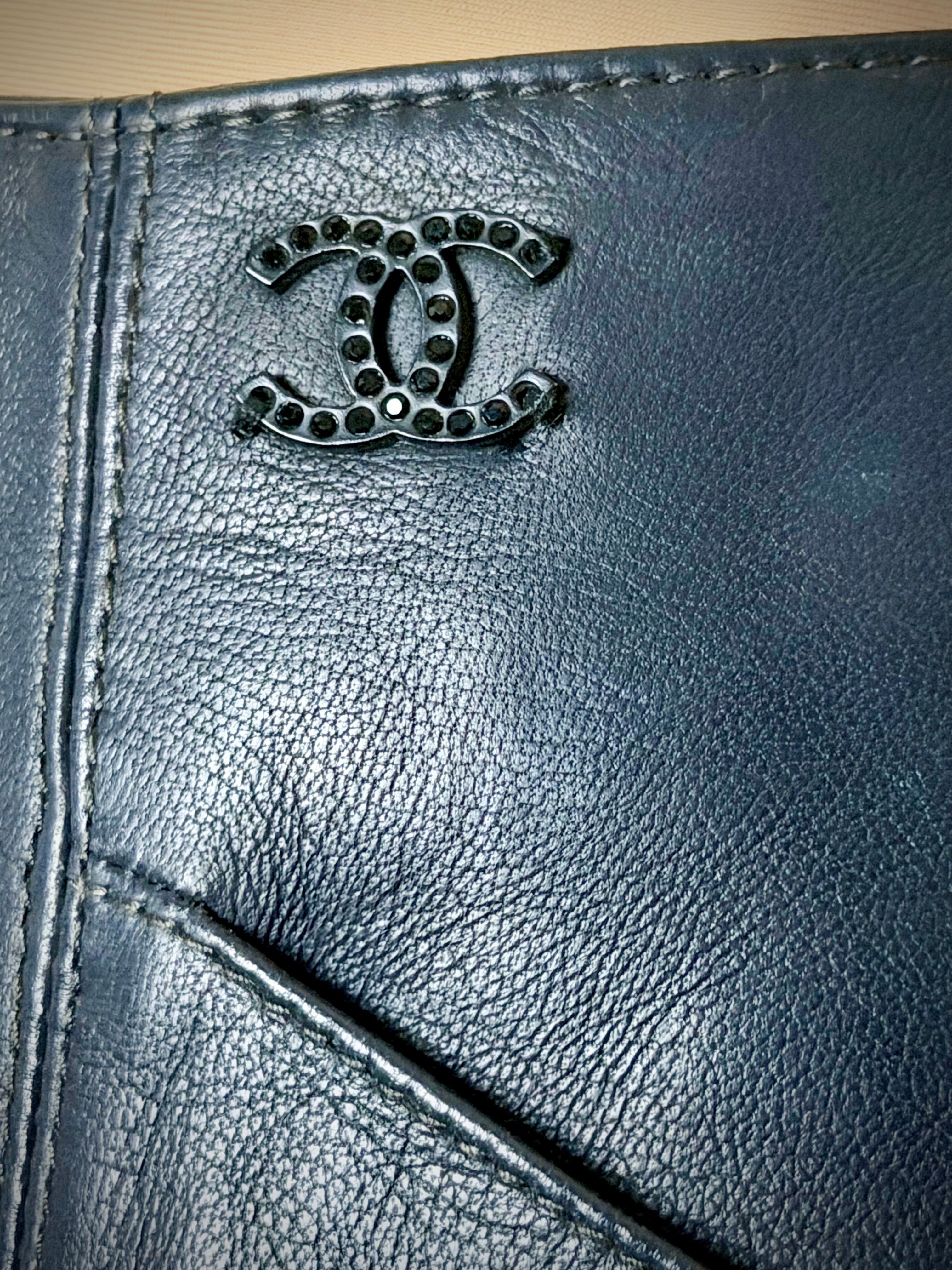 Chanel Navy Lambskin Skirt with Silk Lining - Made in France