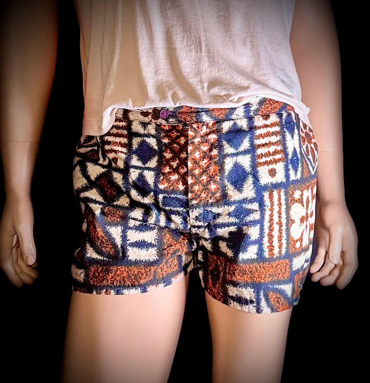 Rare 1950s Casben Swim Shorts - Atomic Tapa Print (Collectible)