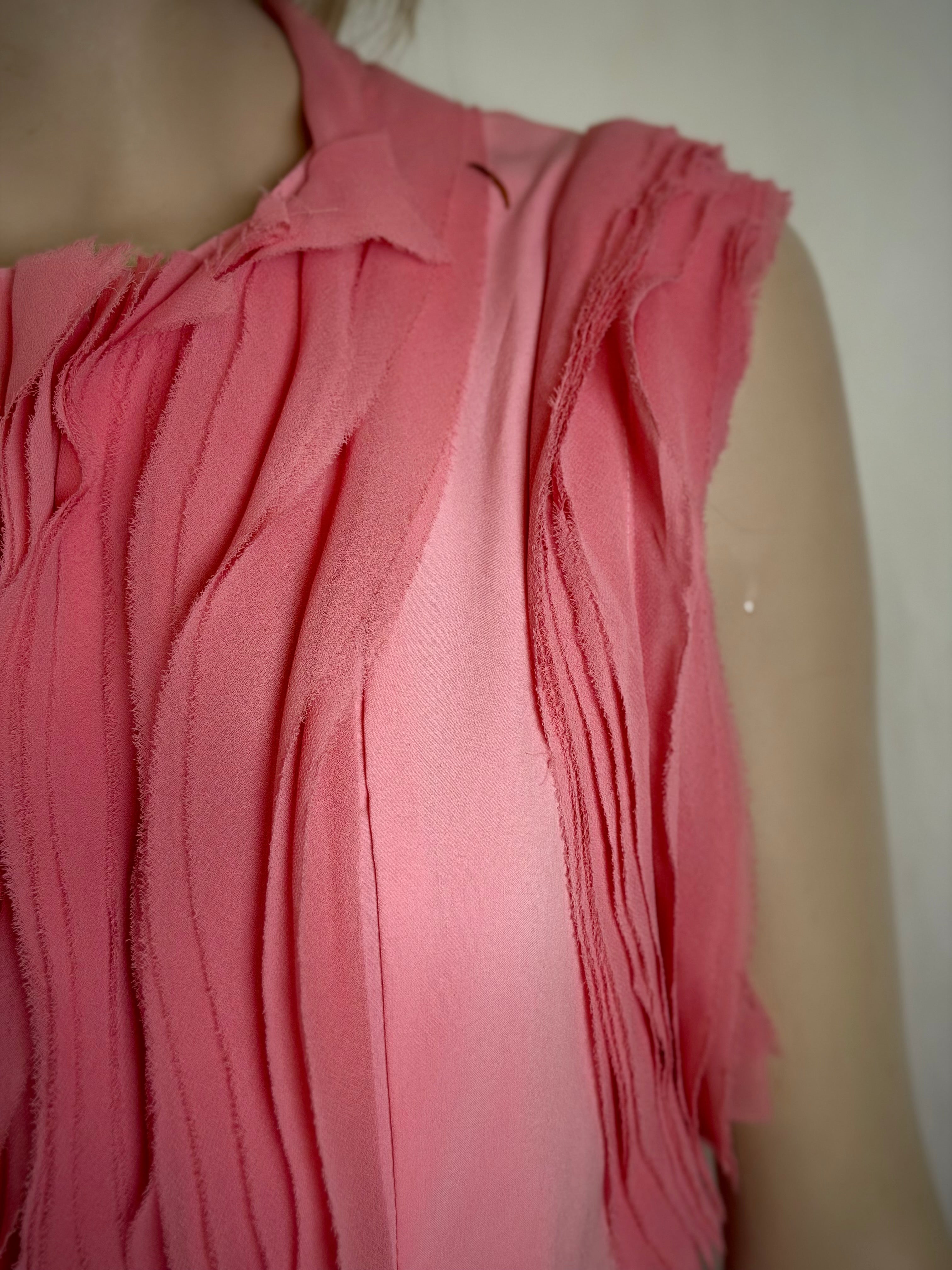 Late 80s / Early 90s Textured Pink Sleeveless Dress - Sculptural Surface Detail
