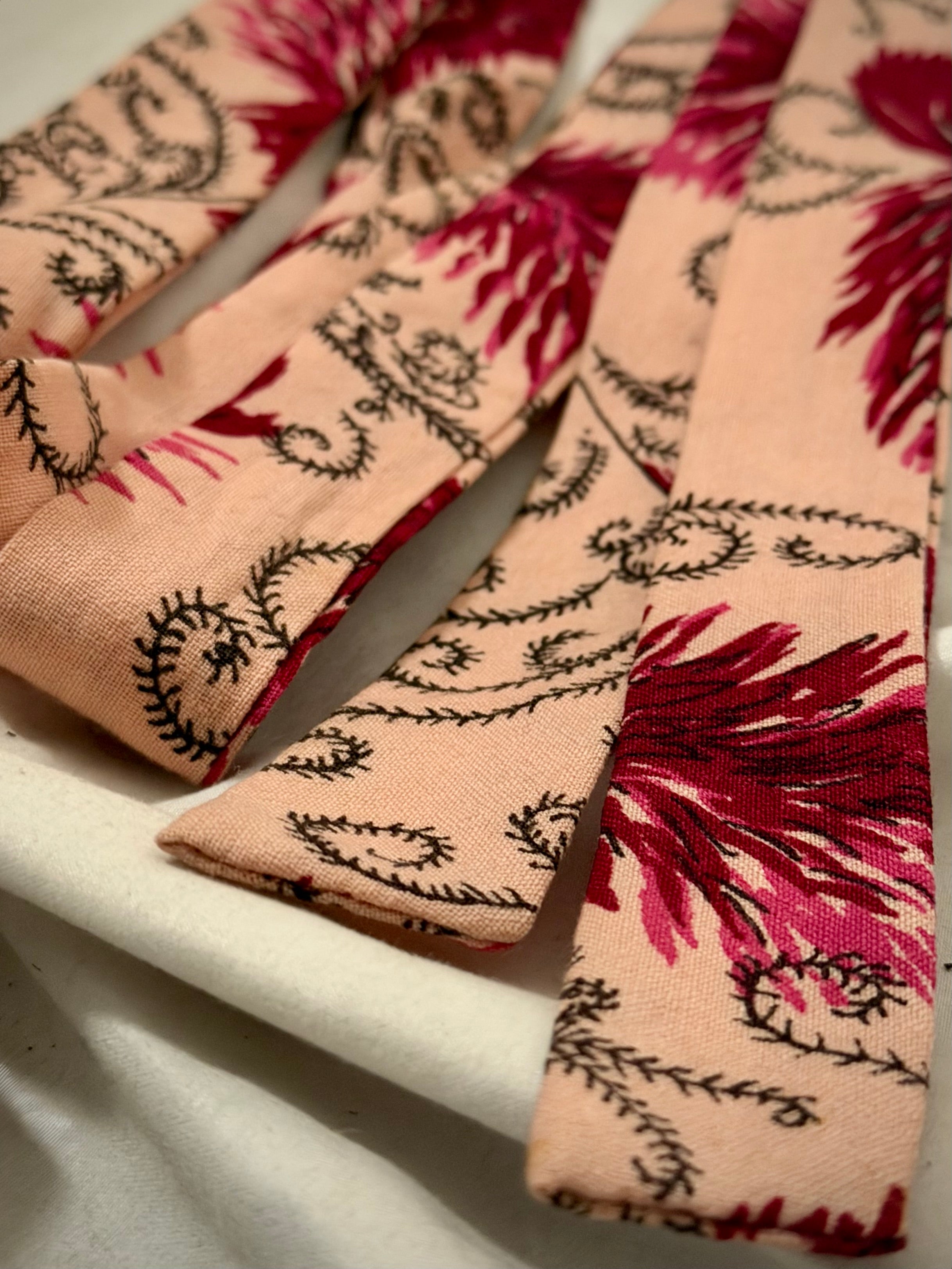Circa 1940s Cotton Day Dress with Raspberry Print- Professionally Restored