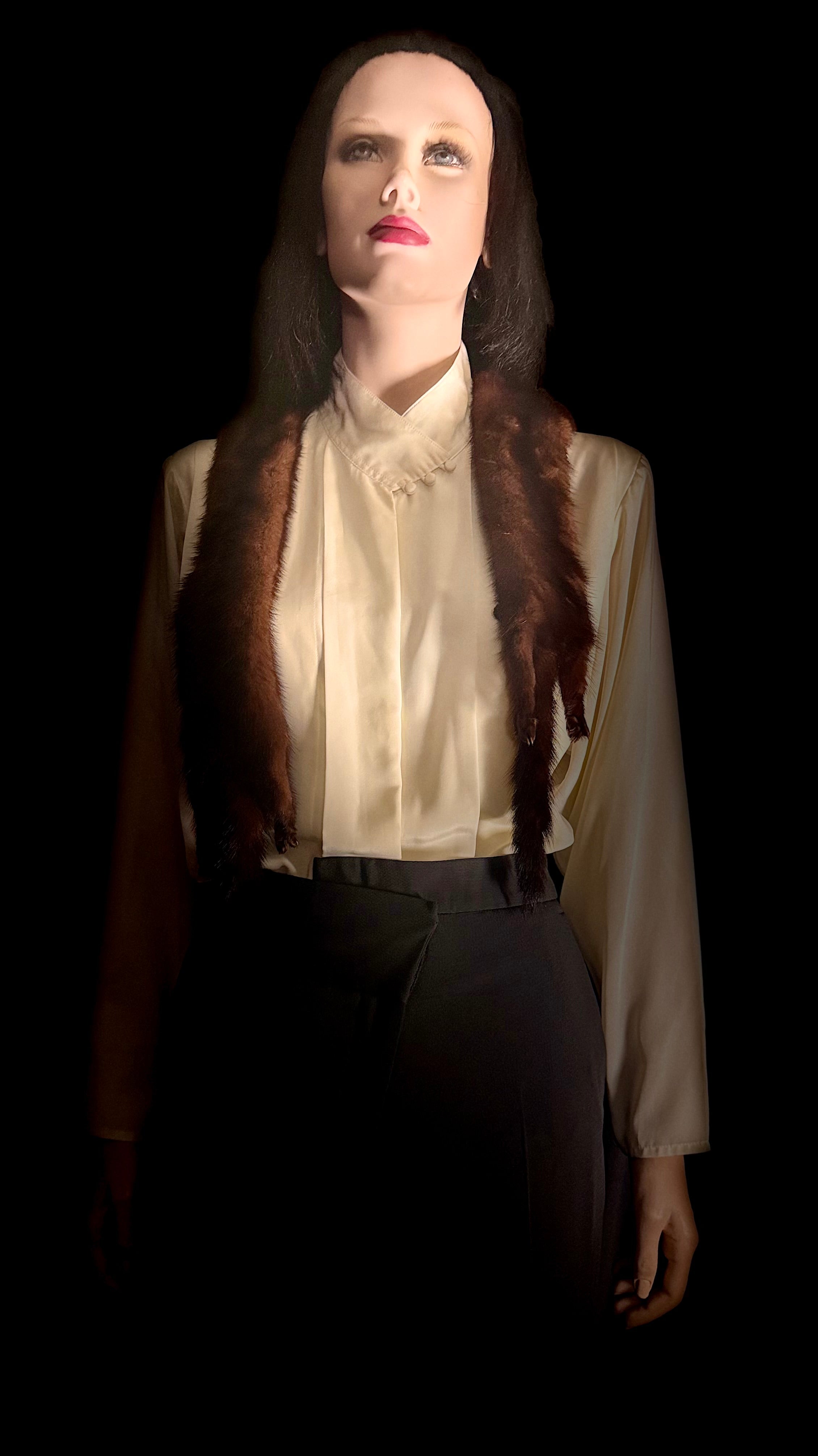1940s Mink Fur Stole - Chocolate Brown | Old Hollywood Elegance