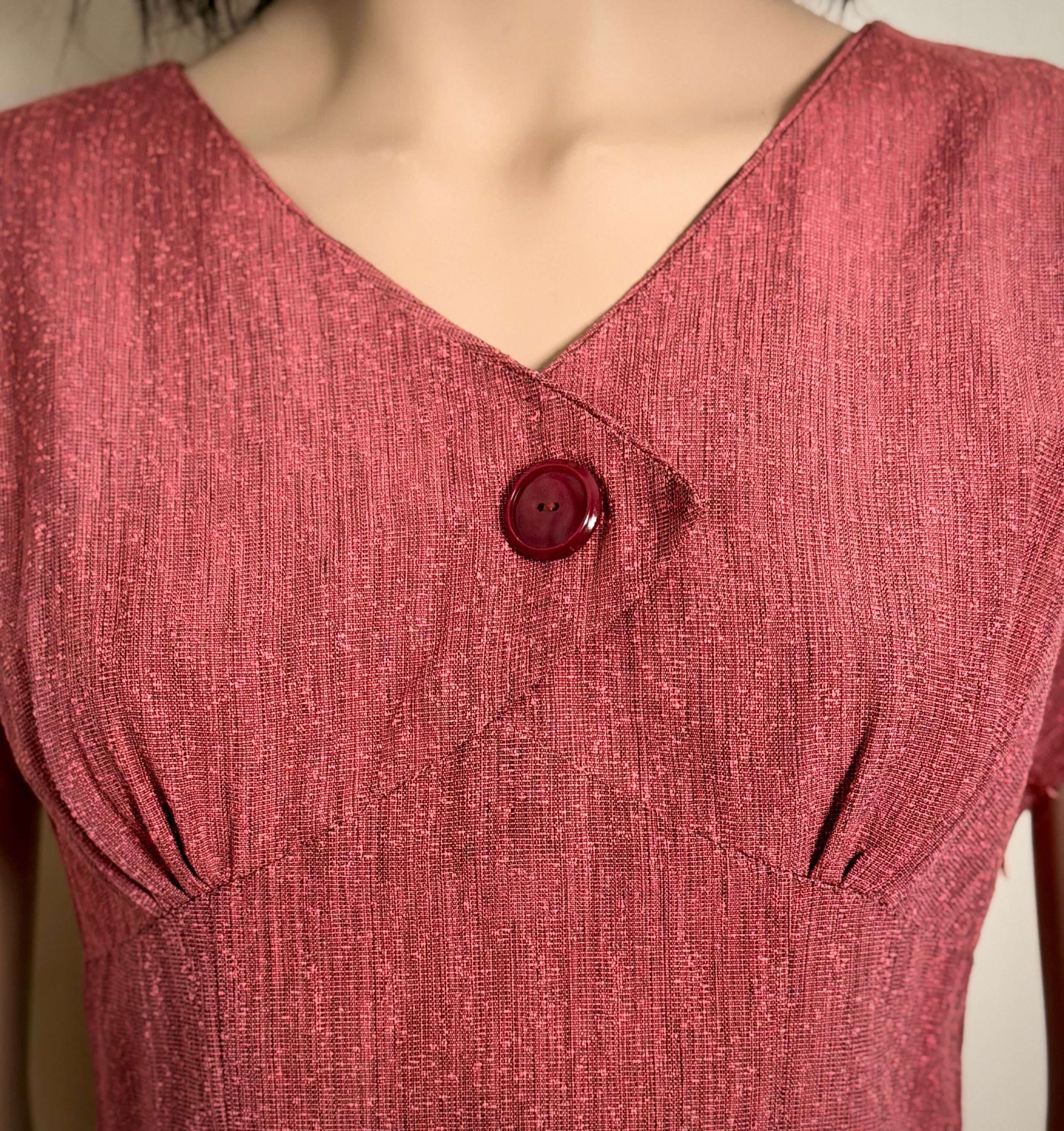 1960s Textured Slub Weave Dress
