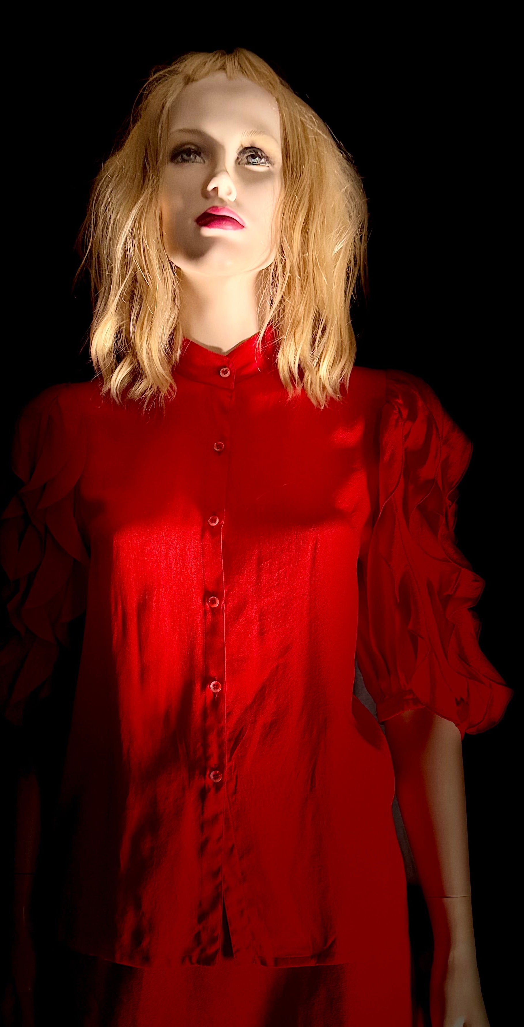 Italian Silk Mandarin Collar Blouse