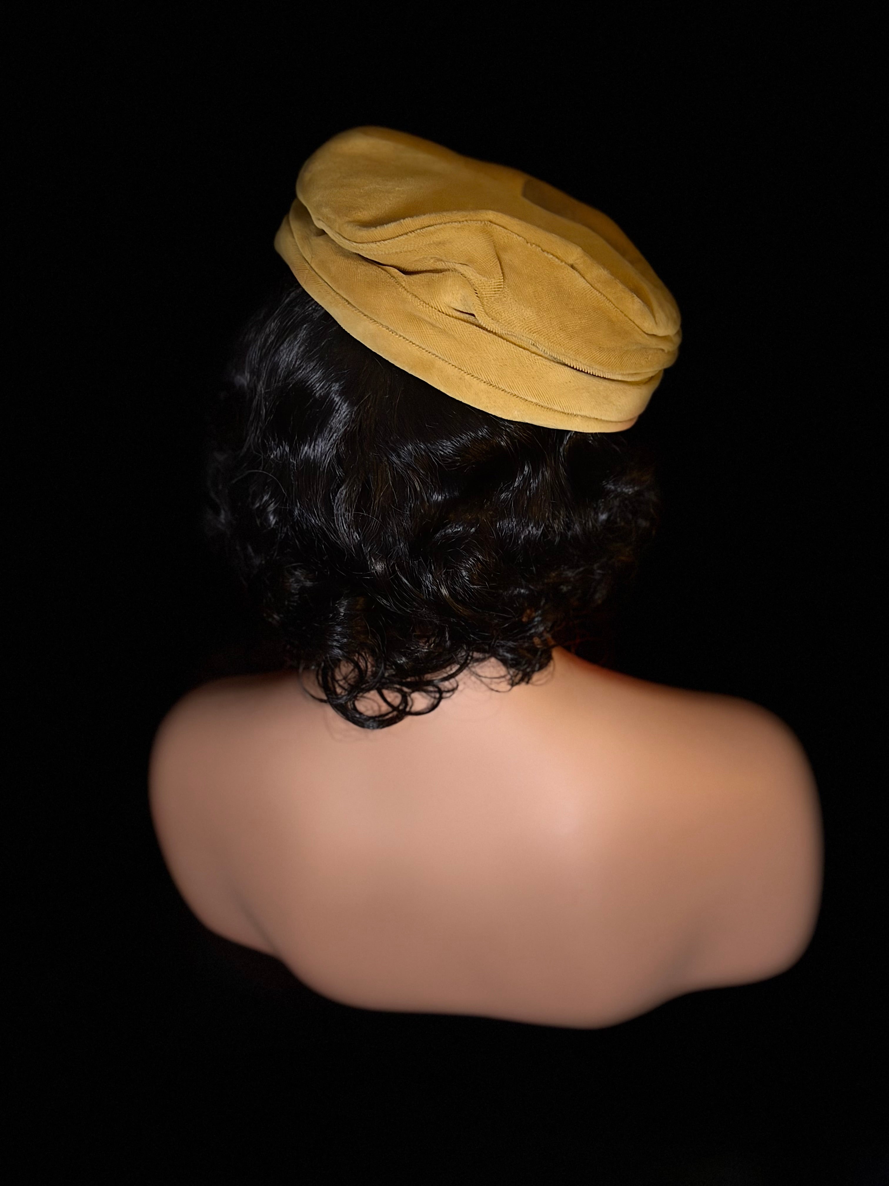 Vintage Draped Mustard Hat