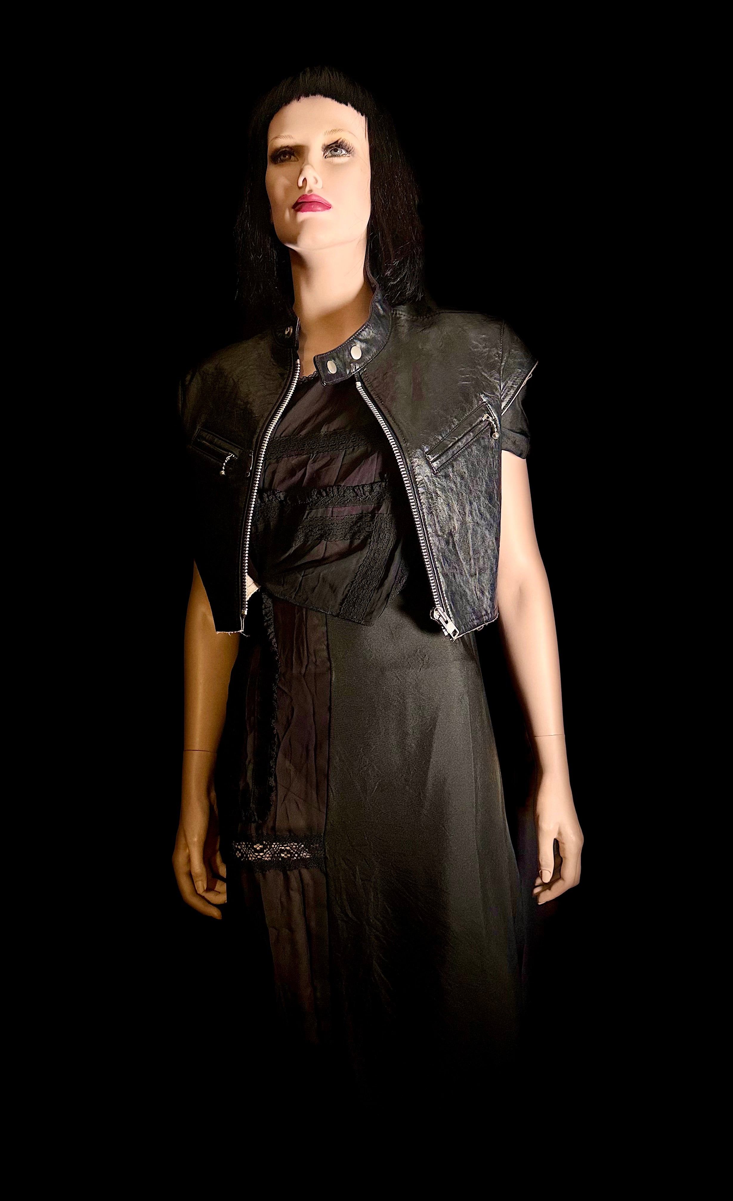 Junya Watanabe Comme des Garçons Deconstructed Patchwork Dress - Avant-Garde Sheer Overlay - Made in Japan - Size S