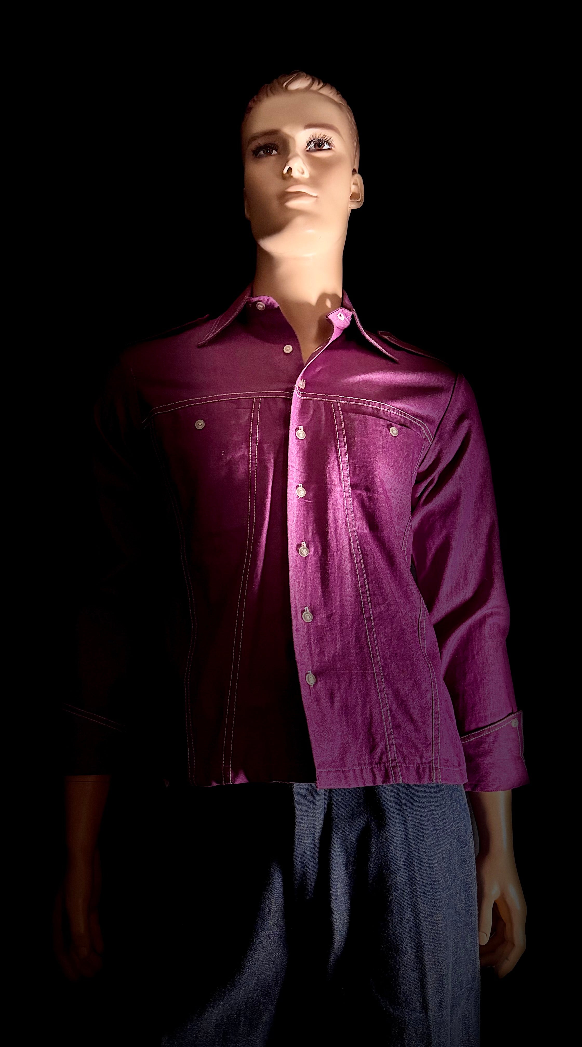 1960s Bisley Australian-Made Purple Denim Work Shirt – Deadstock