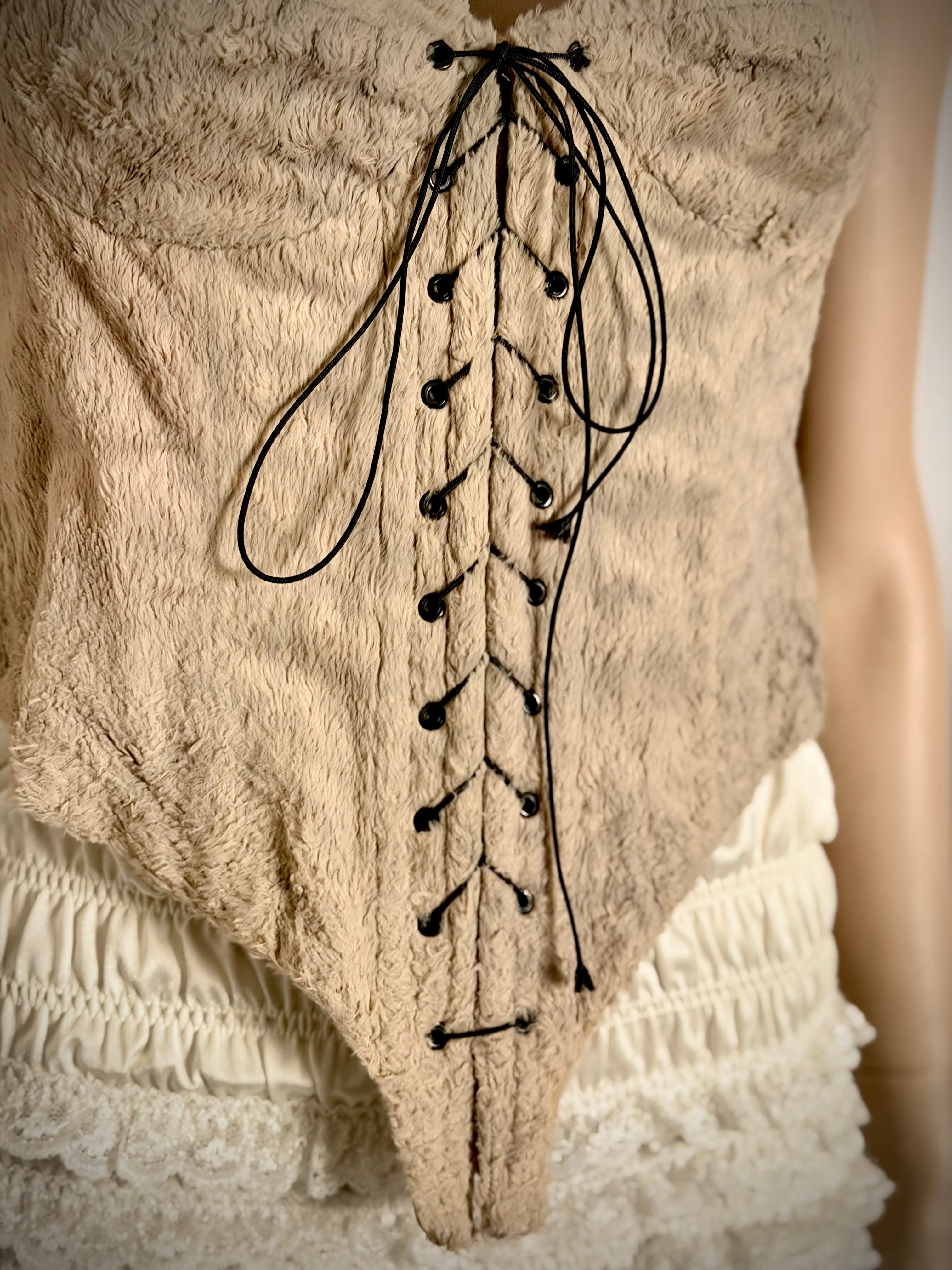 1990s Faux Fur Corset Top