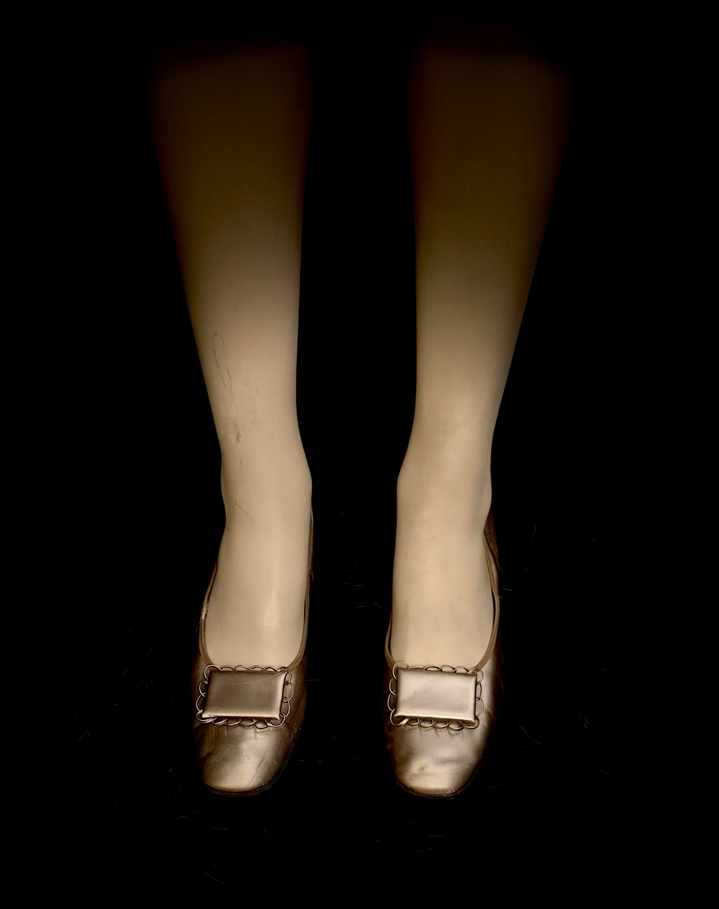 Early 1960s Champagne Metallic Leather
Pumps - Fully Restored