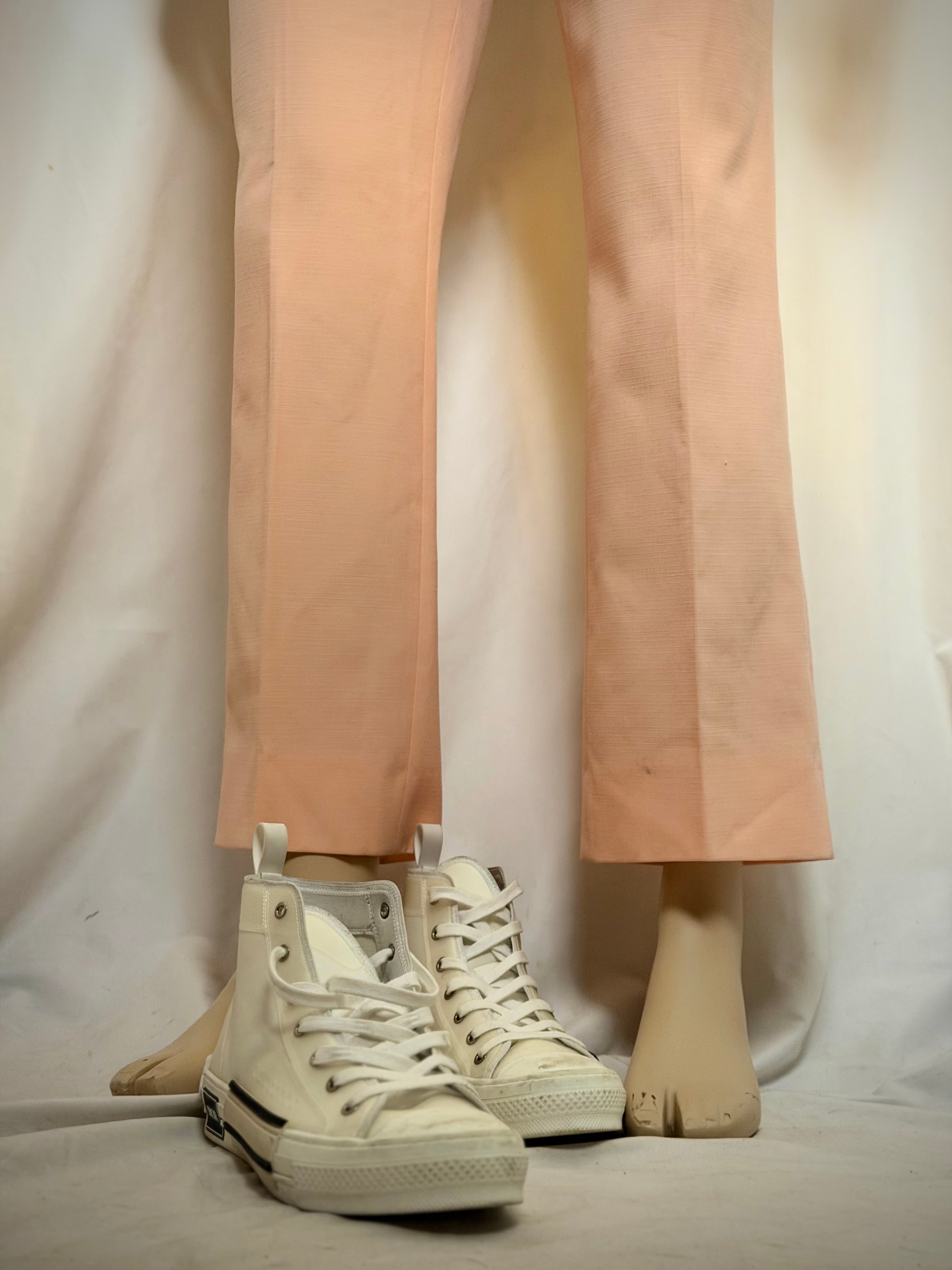 Late 1960s Apricot Tailored Trousers - High Rise | Cropped Length