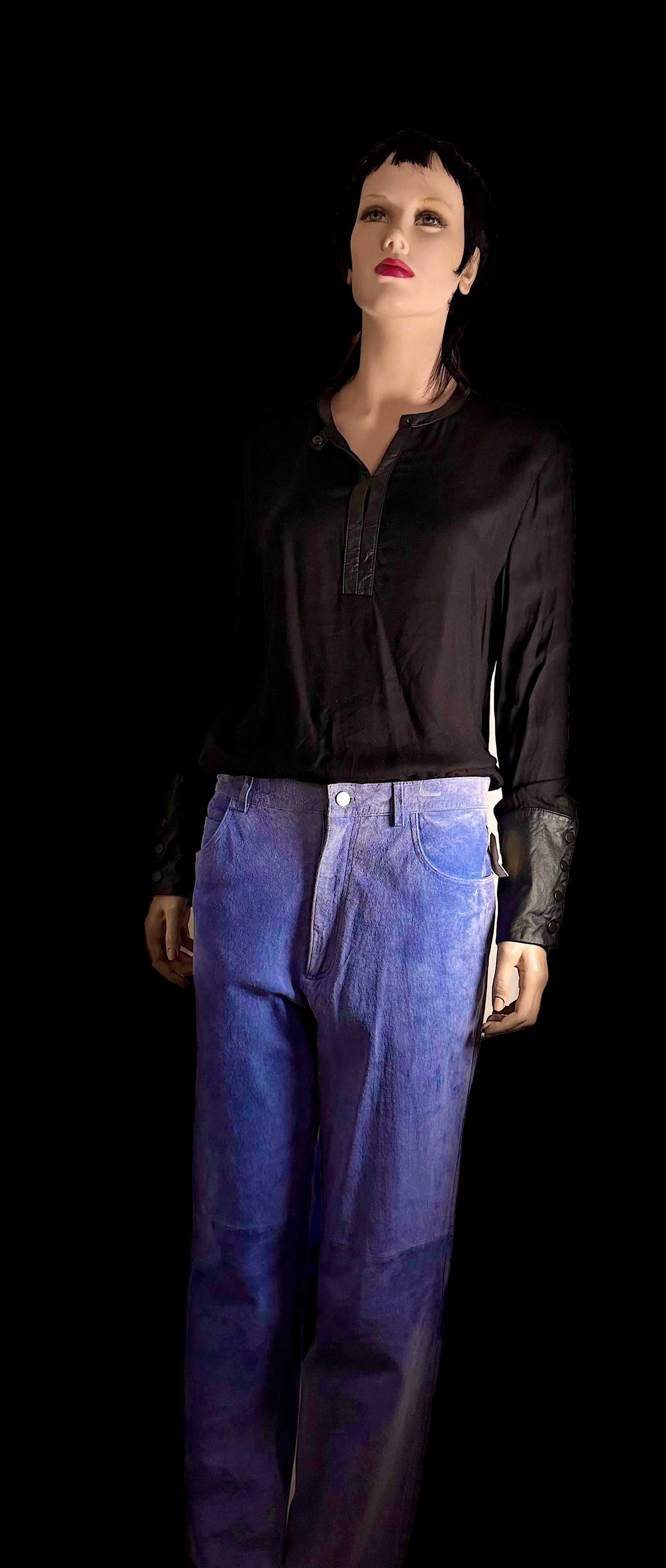 Early 90s Deadstock Powder-Blue Genuine Suede Jeans