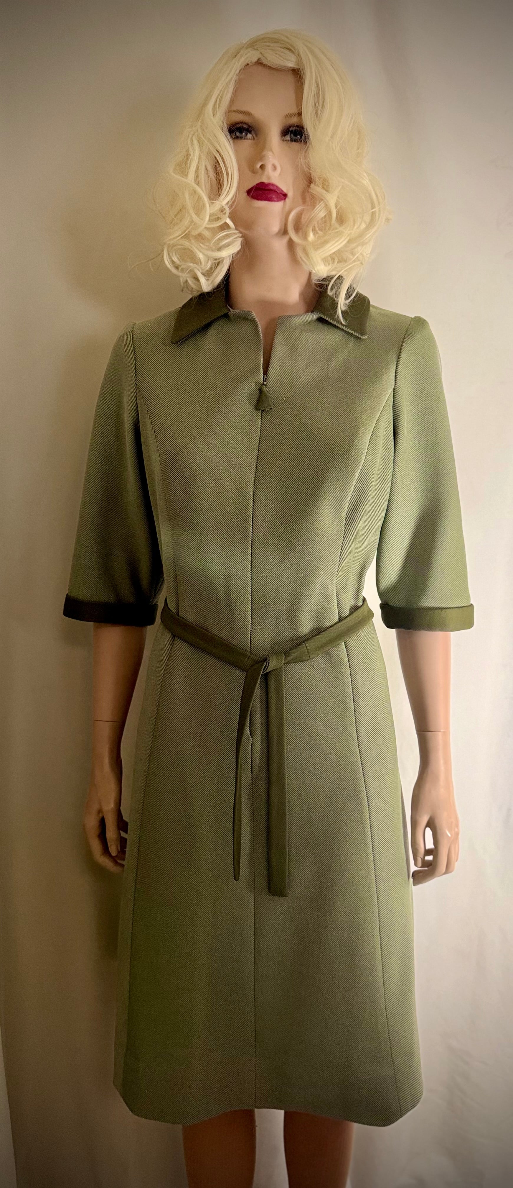 1960s Shift Dress - Olive / Moss Tone