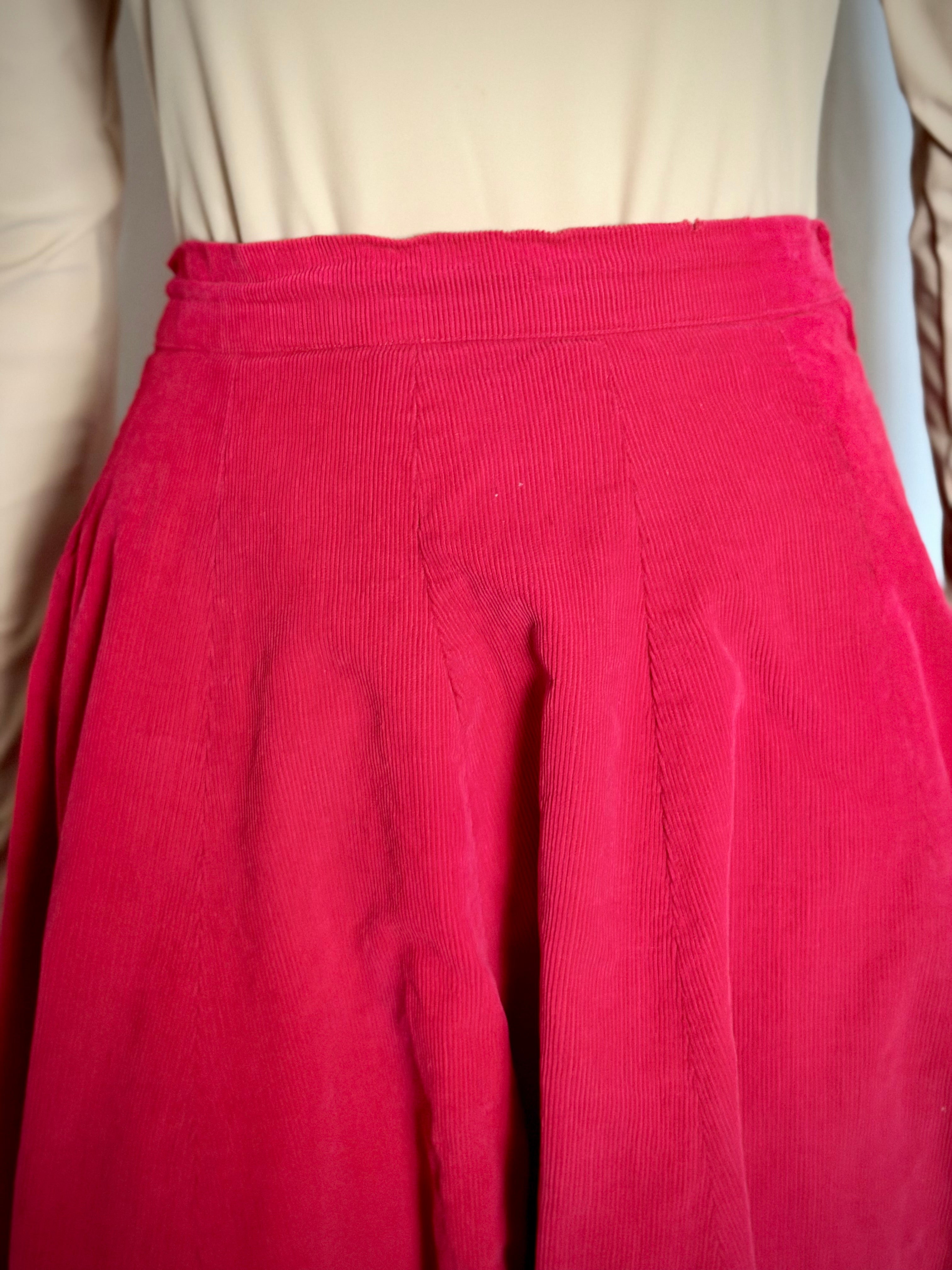 Reversible Red Corduroy Circle Skirt