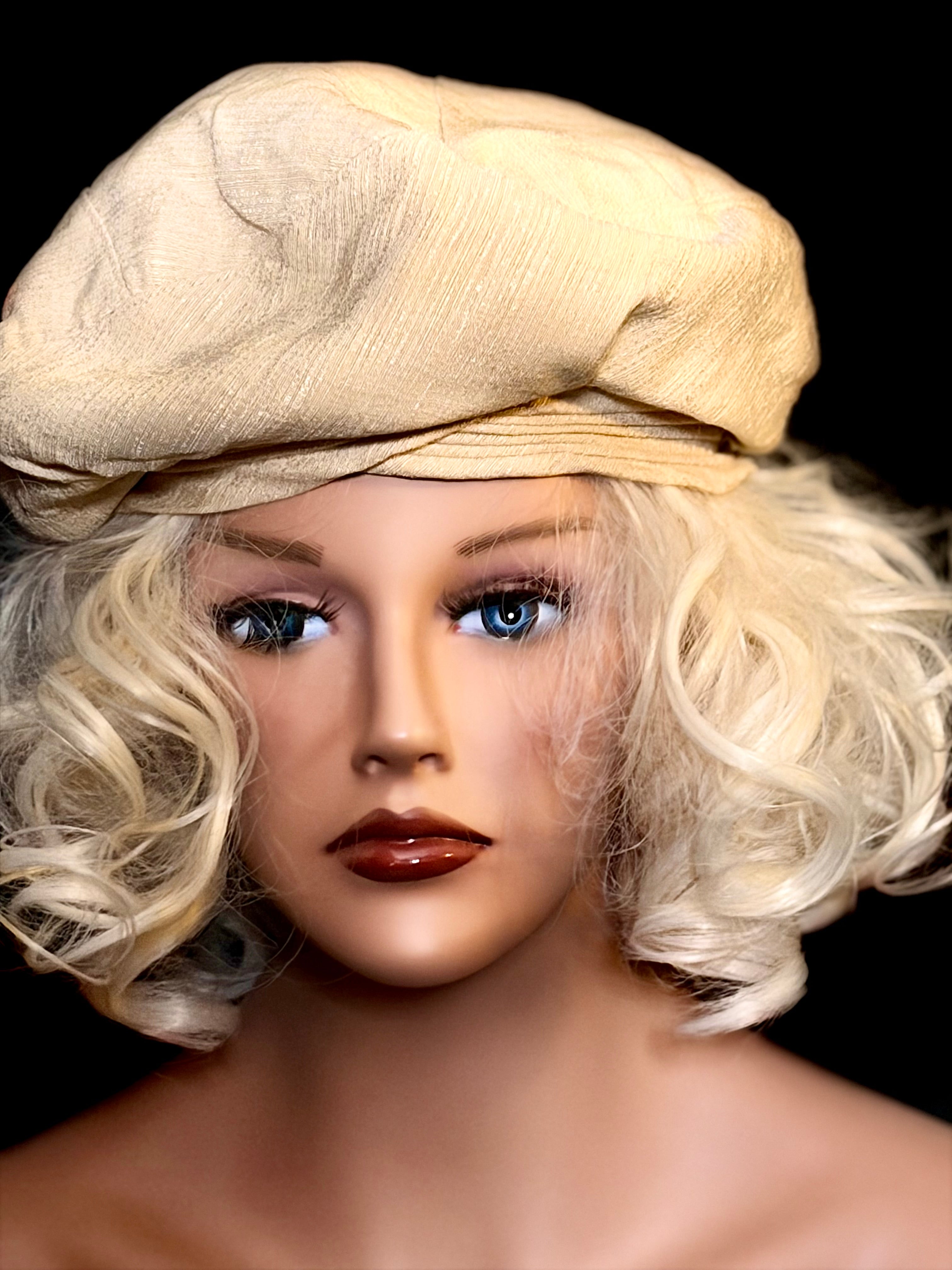 Twist Turban Beret - 1950s Champagne Cream