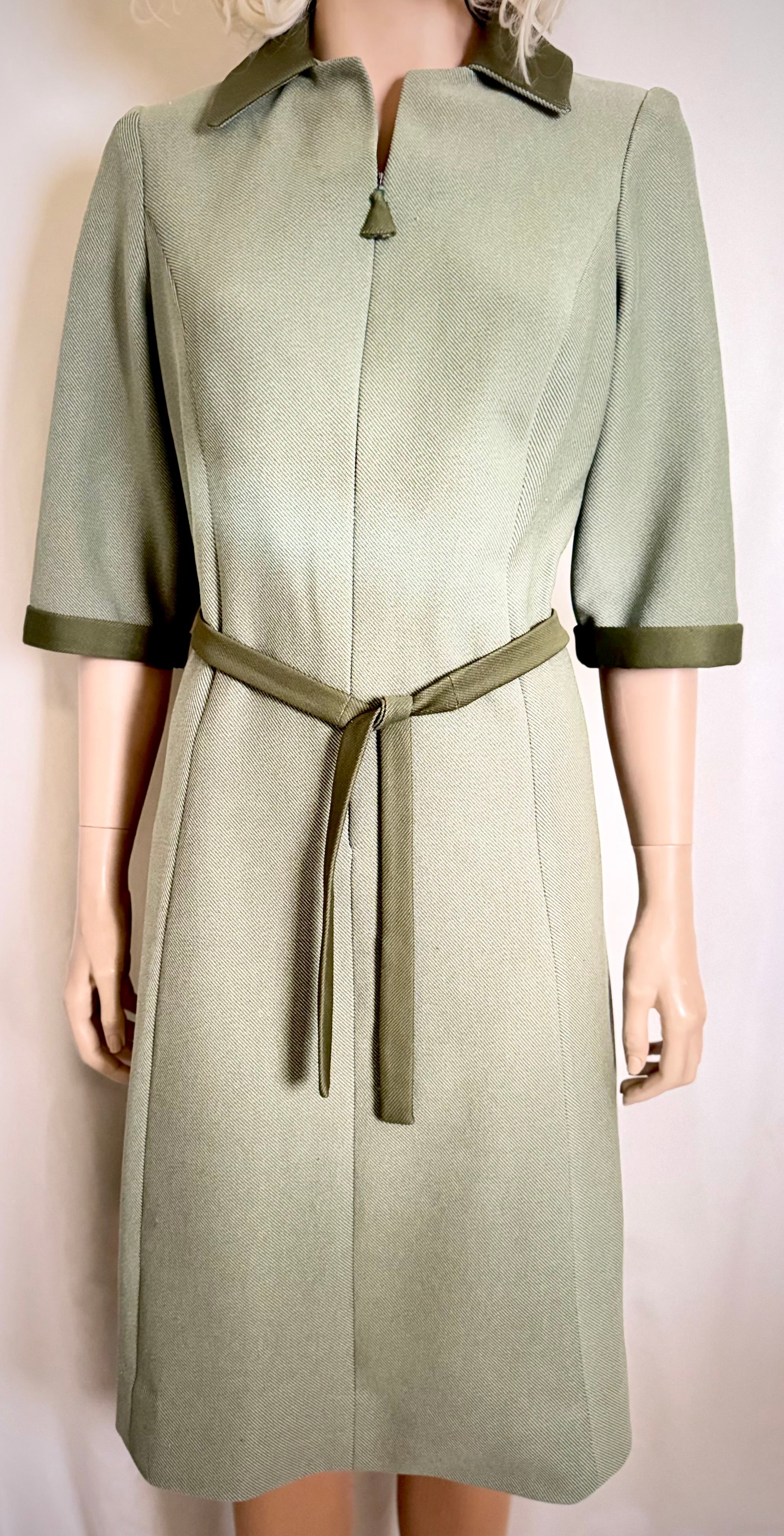 1960s Shift Dress - Olive / Moss Tone
