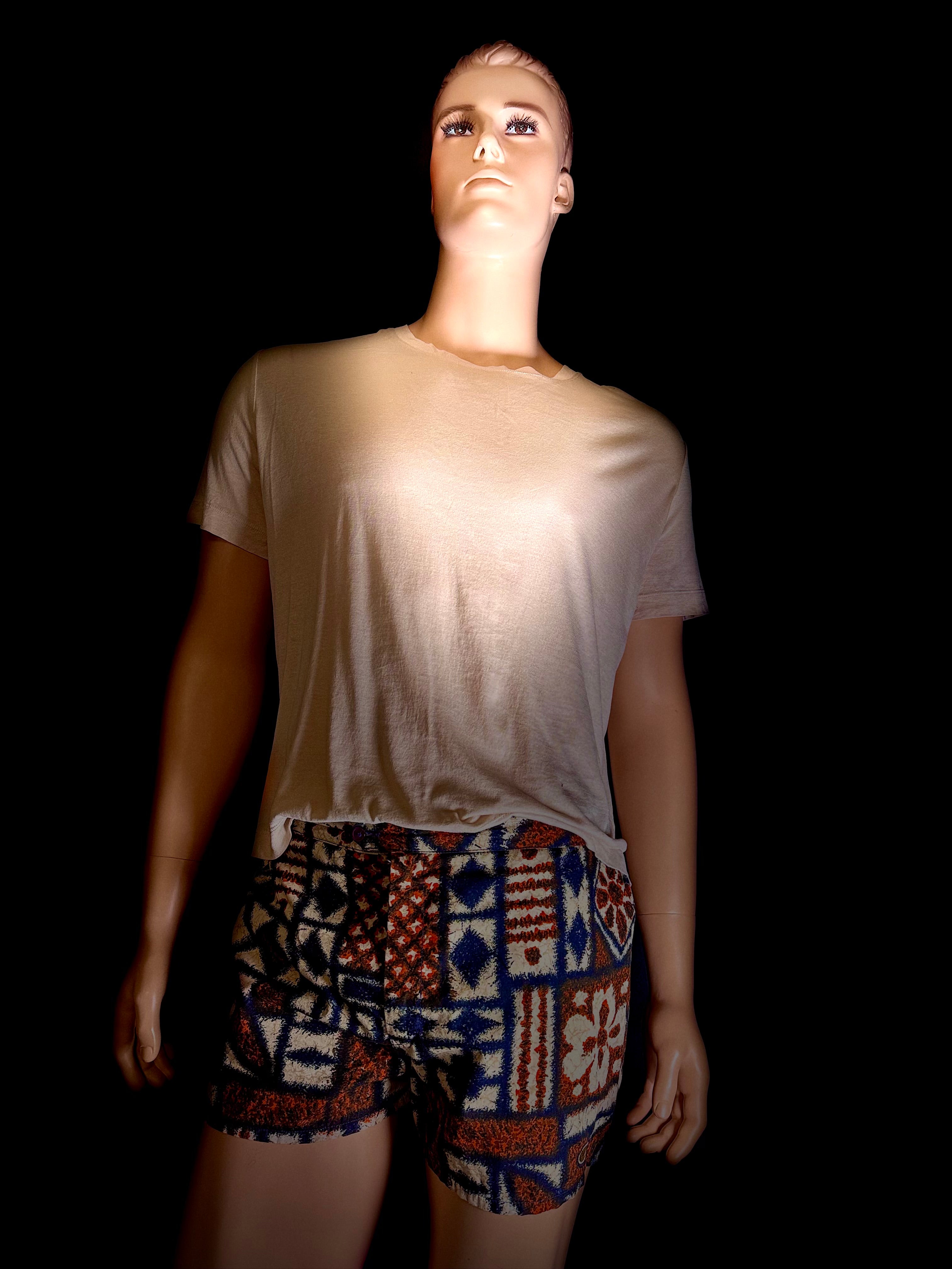 Rare 1950s Casben Swim Shorts - Atomic Tapa Print (Collectible)
