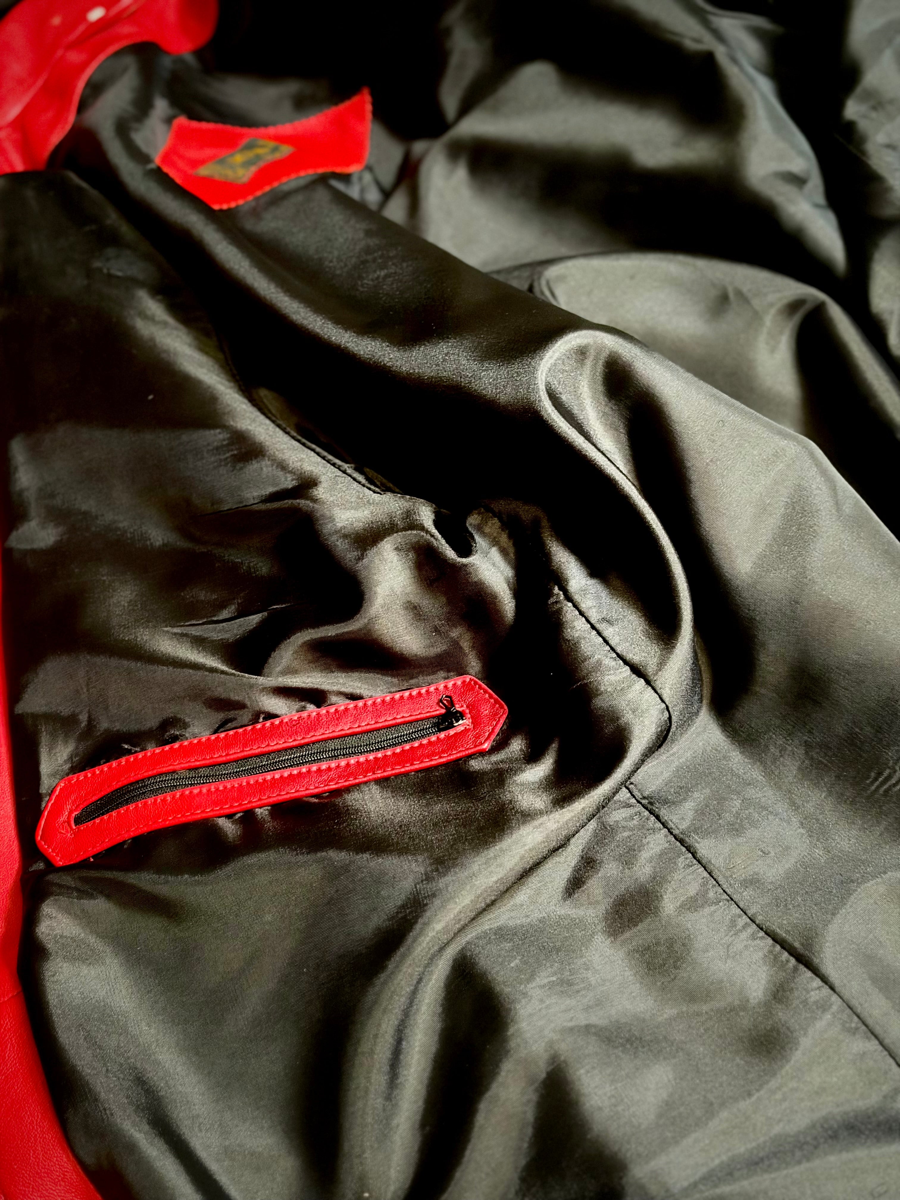 Vintage Late 80s/Early 90s Red Sheepskin Suede and Leather Panelled Jacket