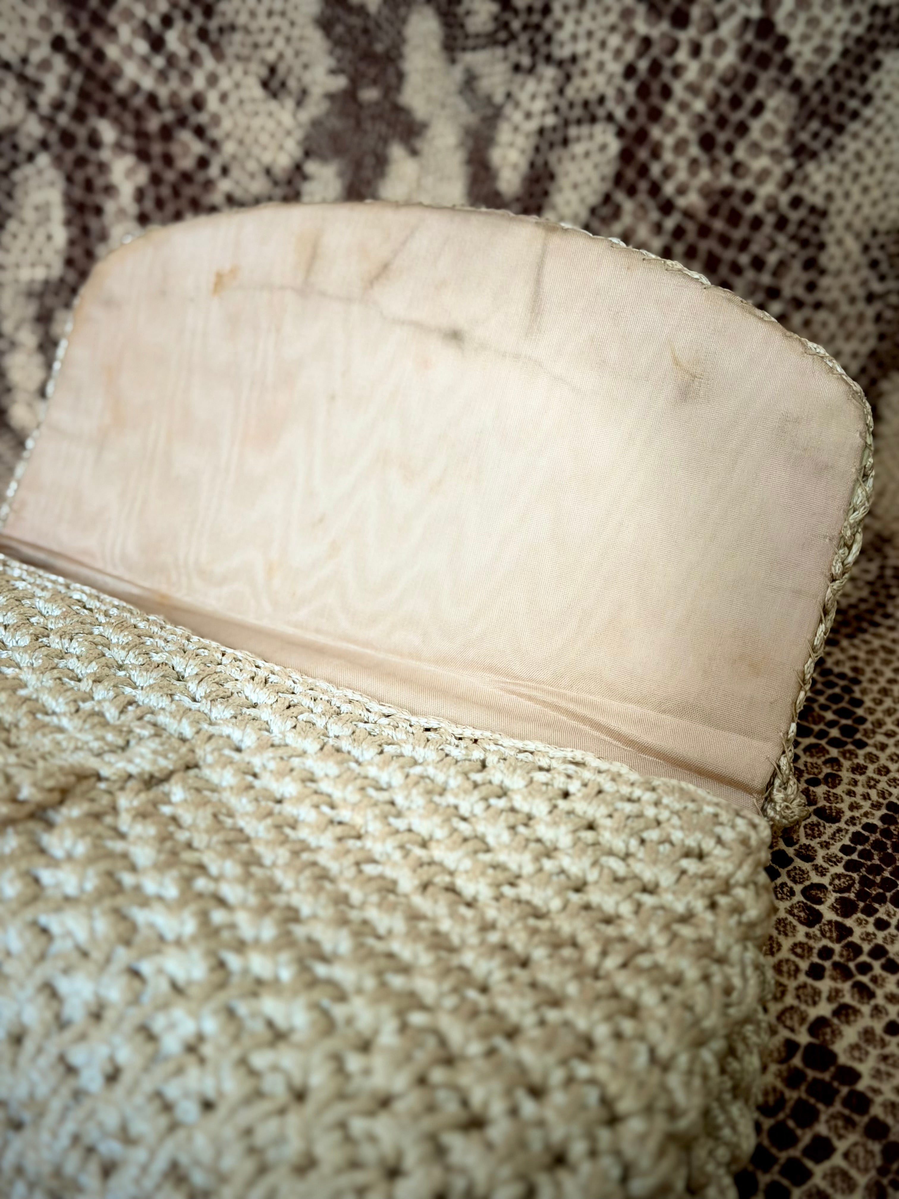 Crochet Tote - 1960s Handwoven Raffia Handbag