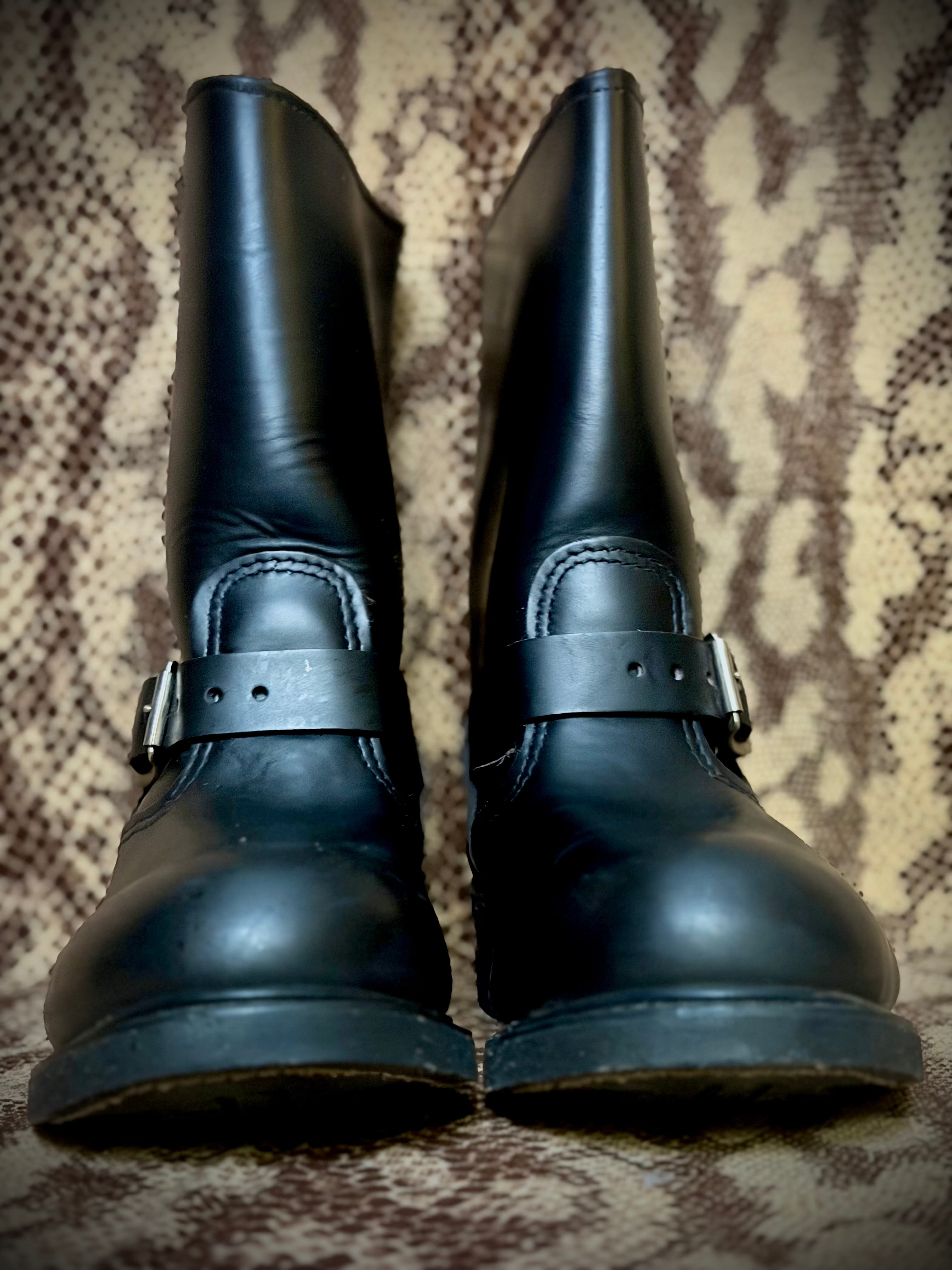 Deadstock 1970s Black Leather Engineer/Biker Boots- Unisex Size 42.5