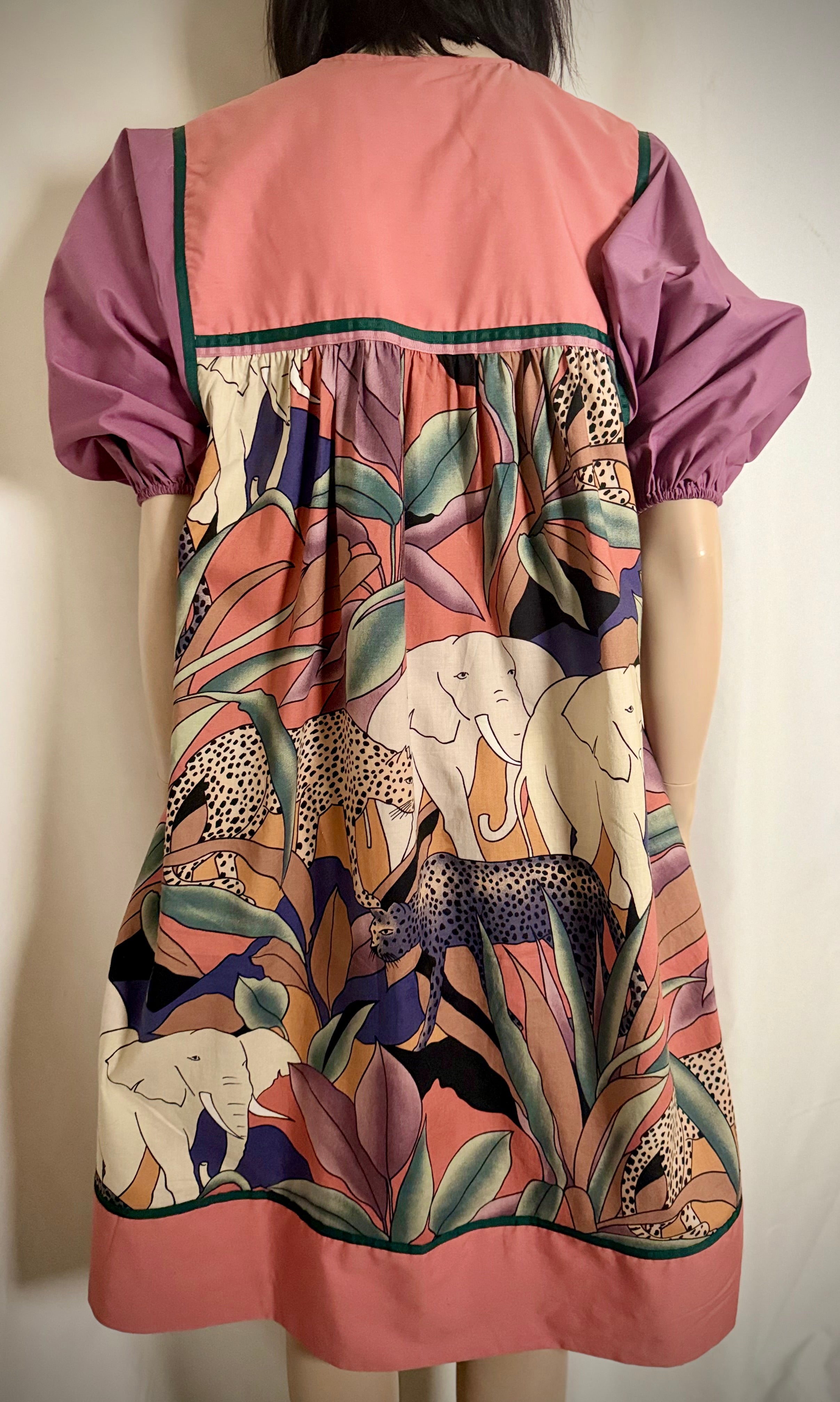 1980s Krist Gudnason California Safari Print Cotton Dress