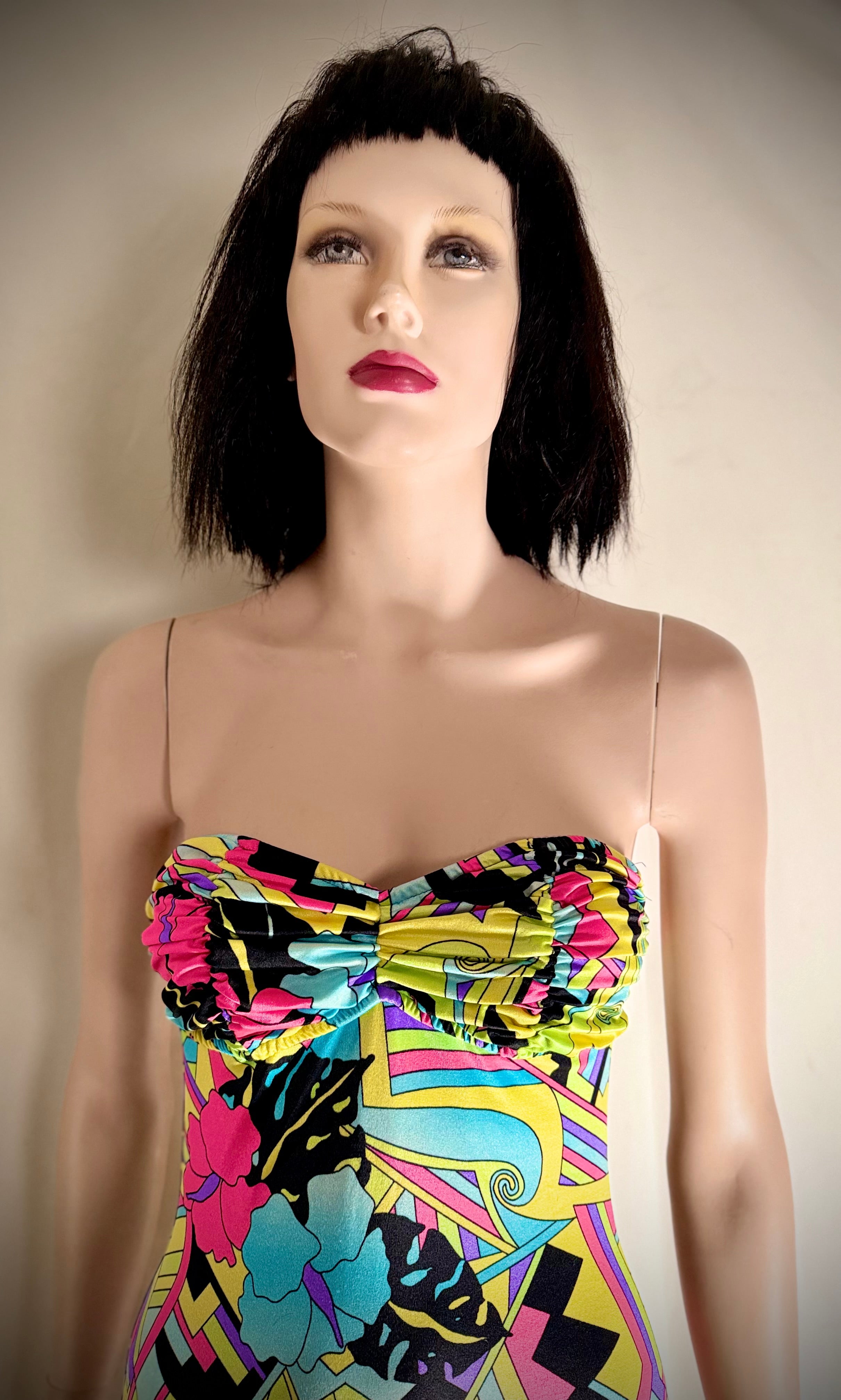 1990s Neon Tropical Print Bodysuit Swimsuit | Bodysuit