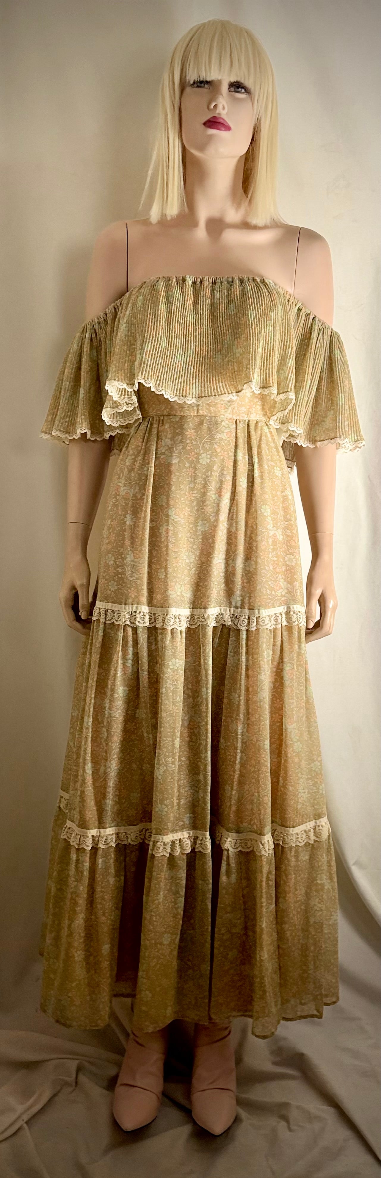 1970s Candi Jones California Floral Maxi Dress