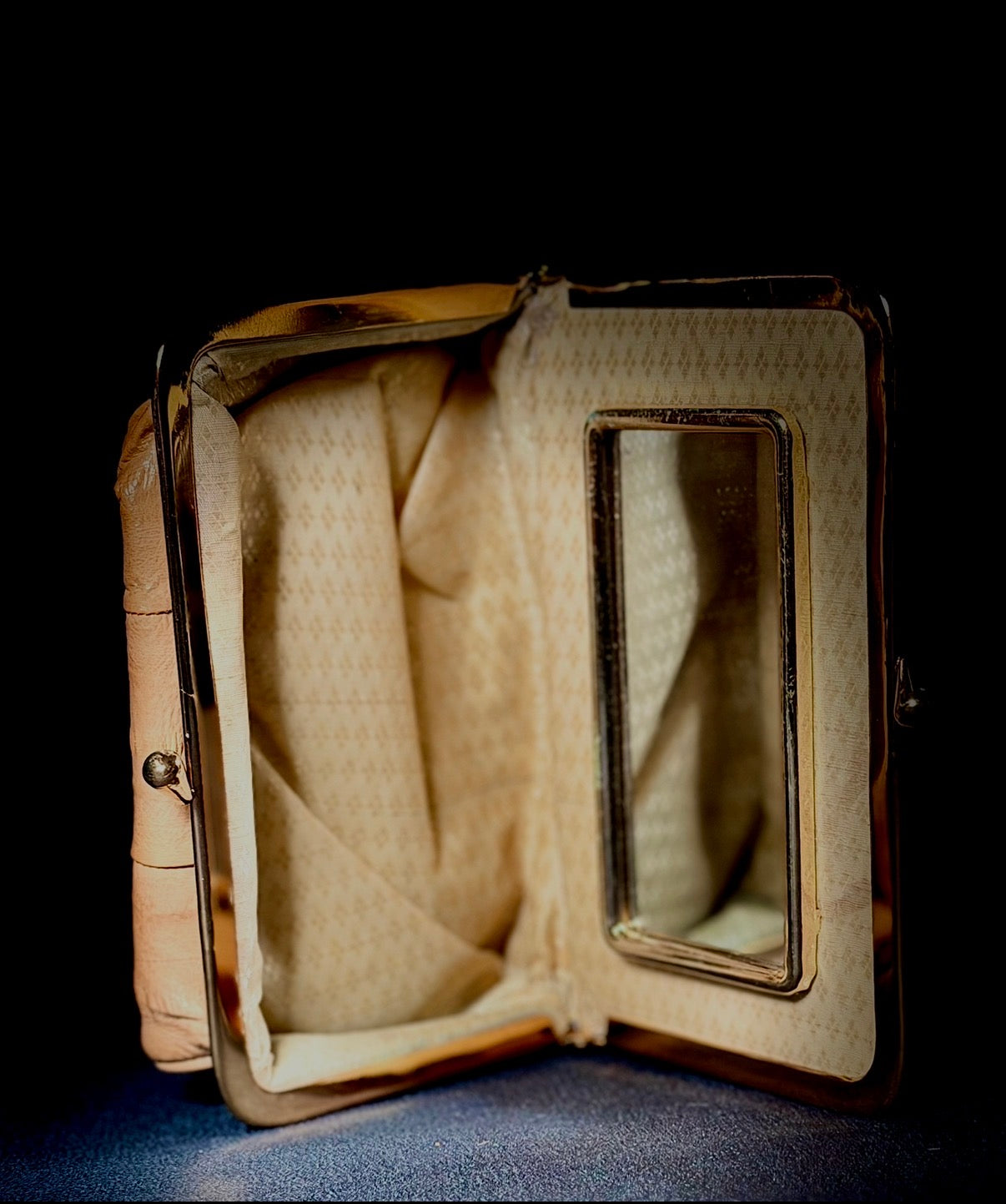 Vintage Eel Skin Clutch with Original Mirror - Immaculate Condition