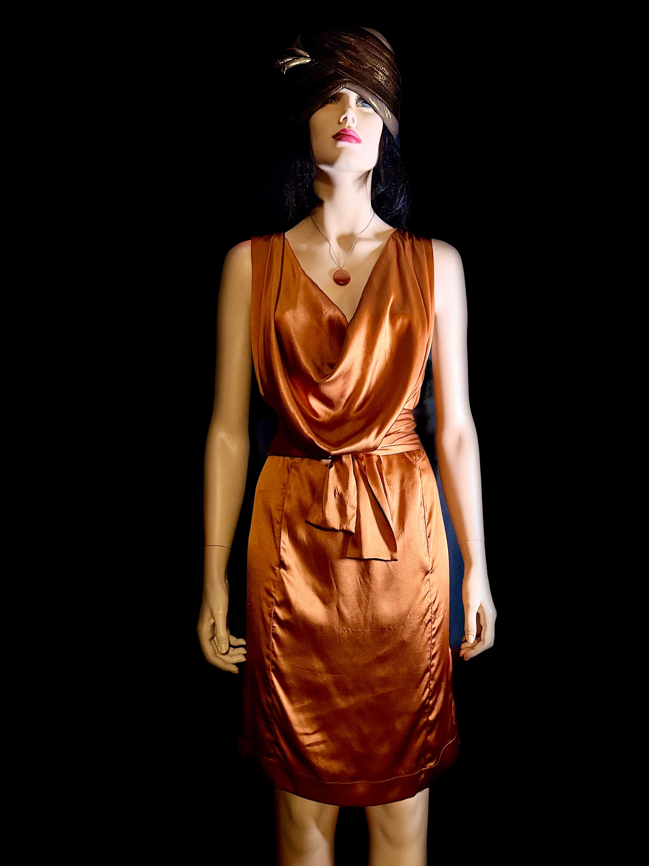 Vivienne Westwood Pure Silk Draped Dress - Copper
