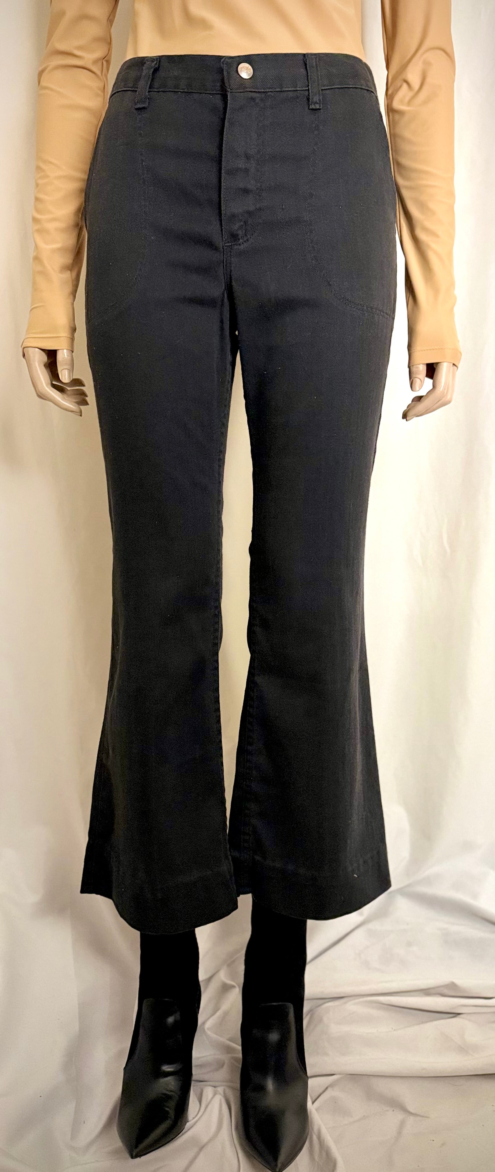 1970s Wrangler Cropped Black Flares - High Waist Western Cut