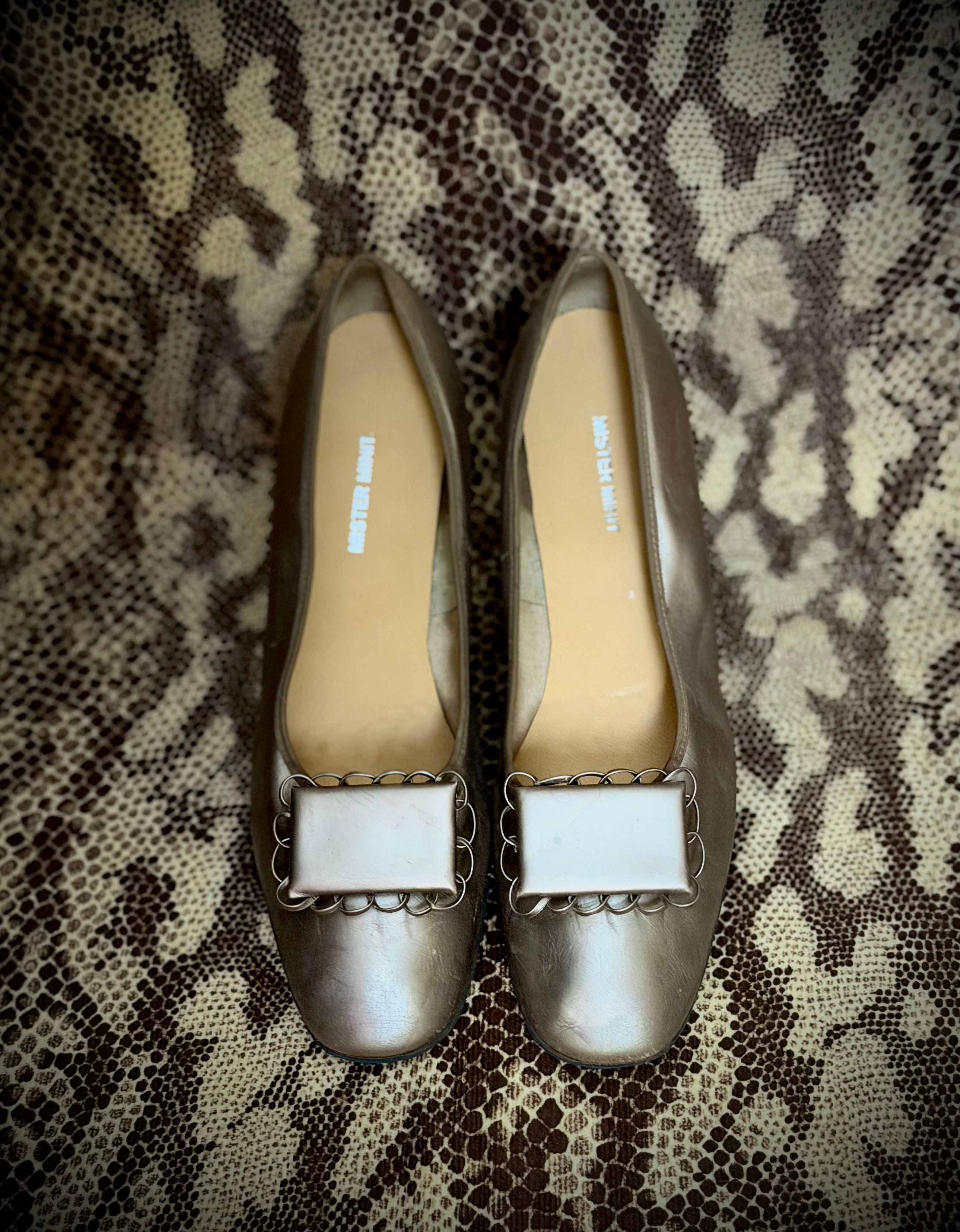 Early 1960s Champagne Metallic Leather
Pumps - Fully Restored