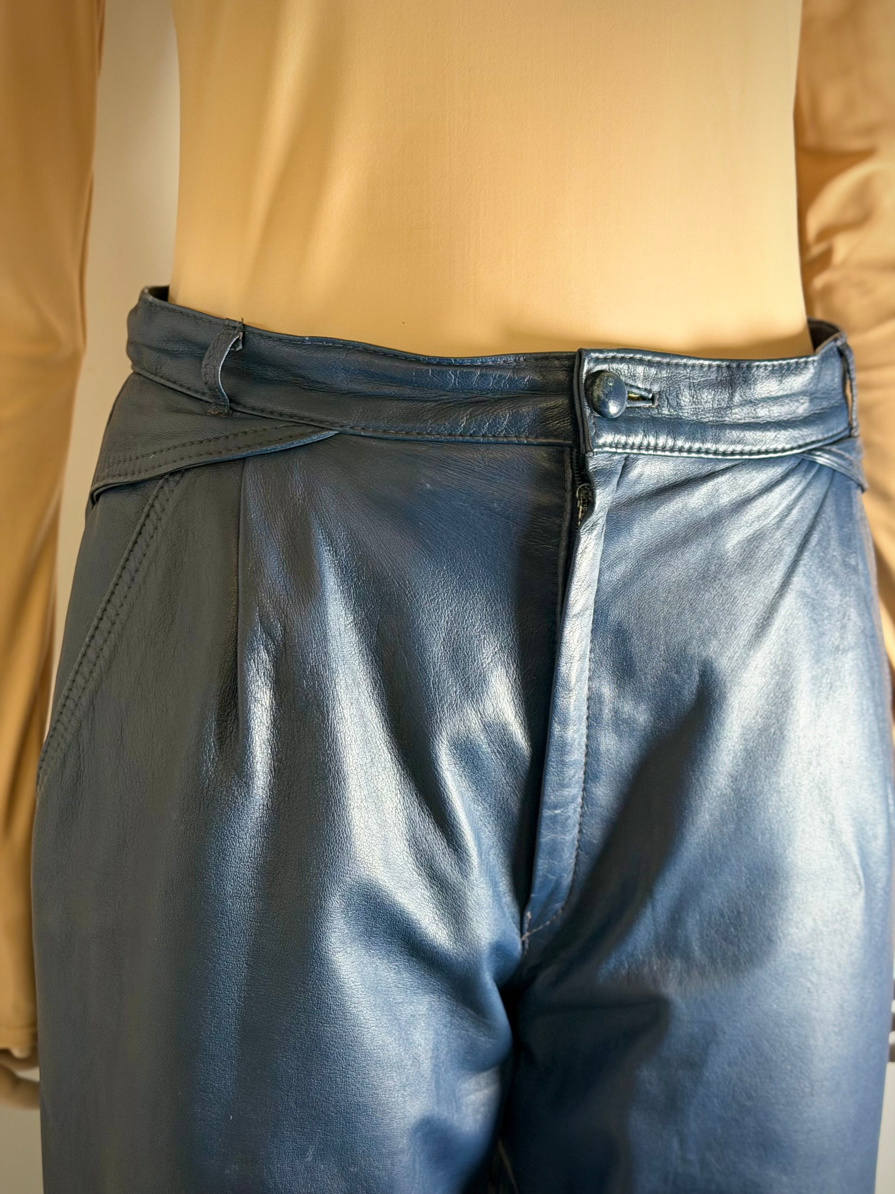 Vintage Butter-Soft Navy Leather Pants