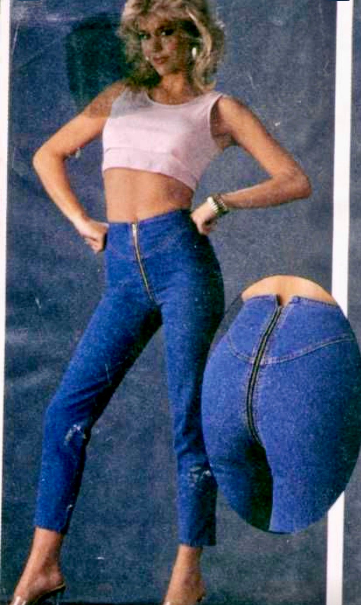 Vintage 70s Chemin de Fer Metallic Blue Flared Pants