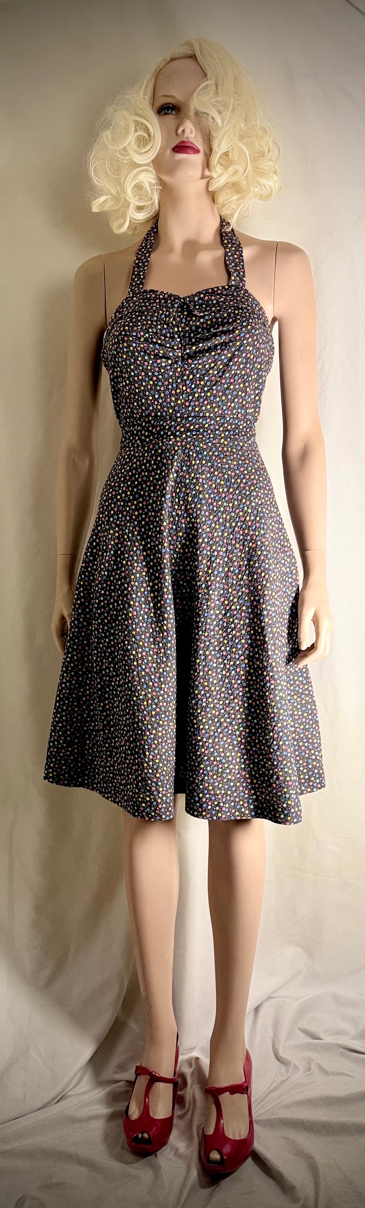 1970s San Francisco Polka Dot Halter Dress