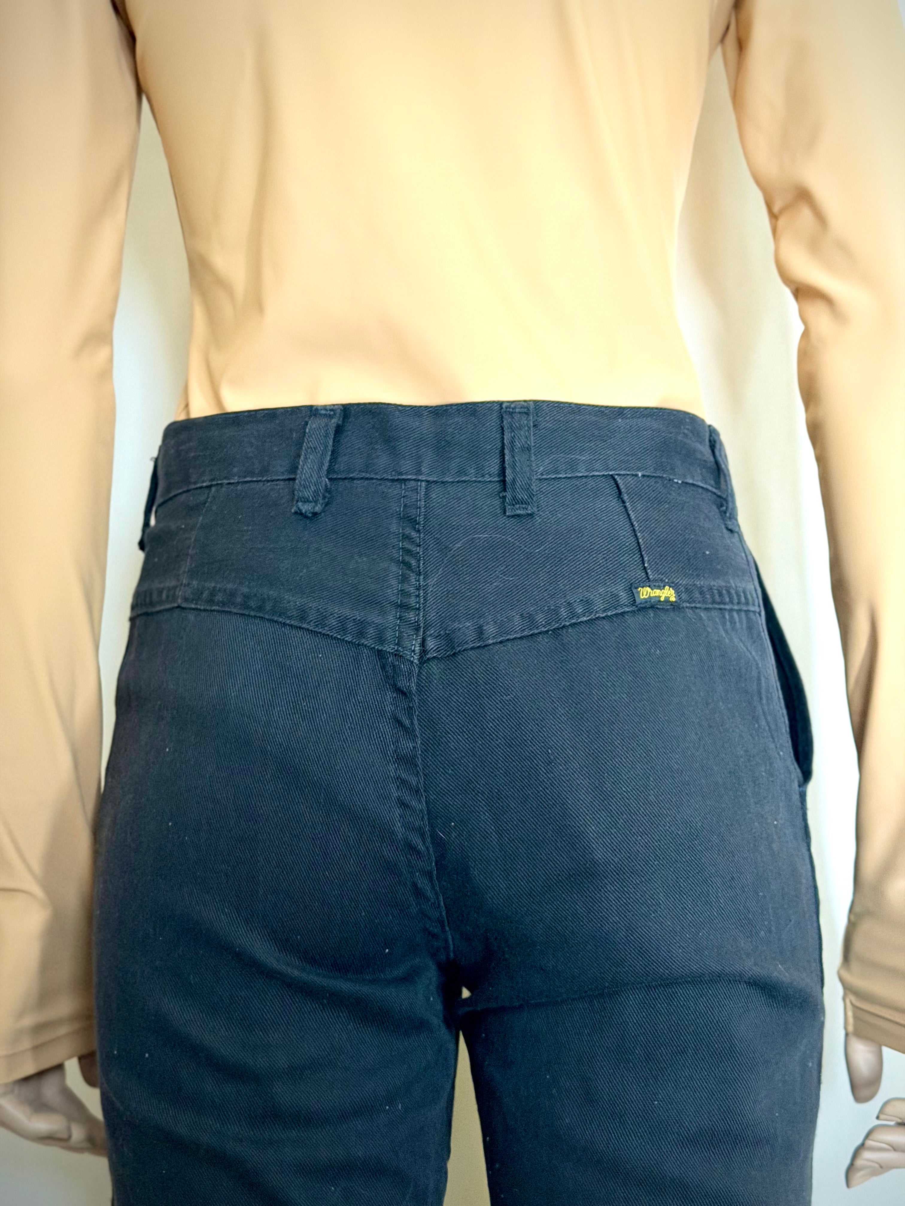 1970s Wrangler Cropped Black Flares - High Waist Western Cut