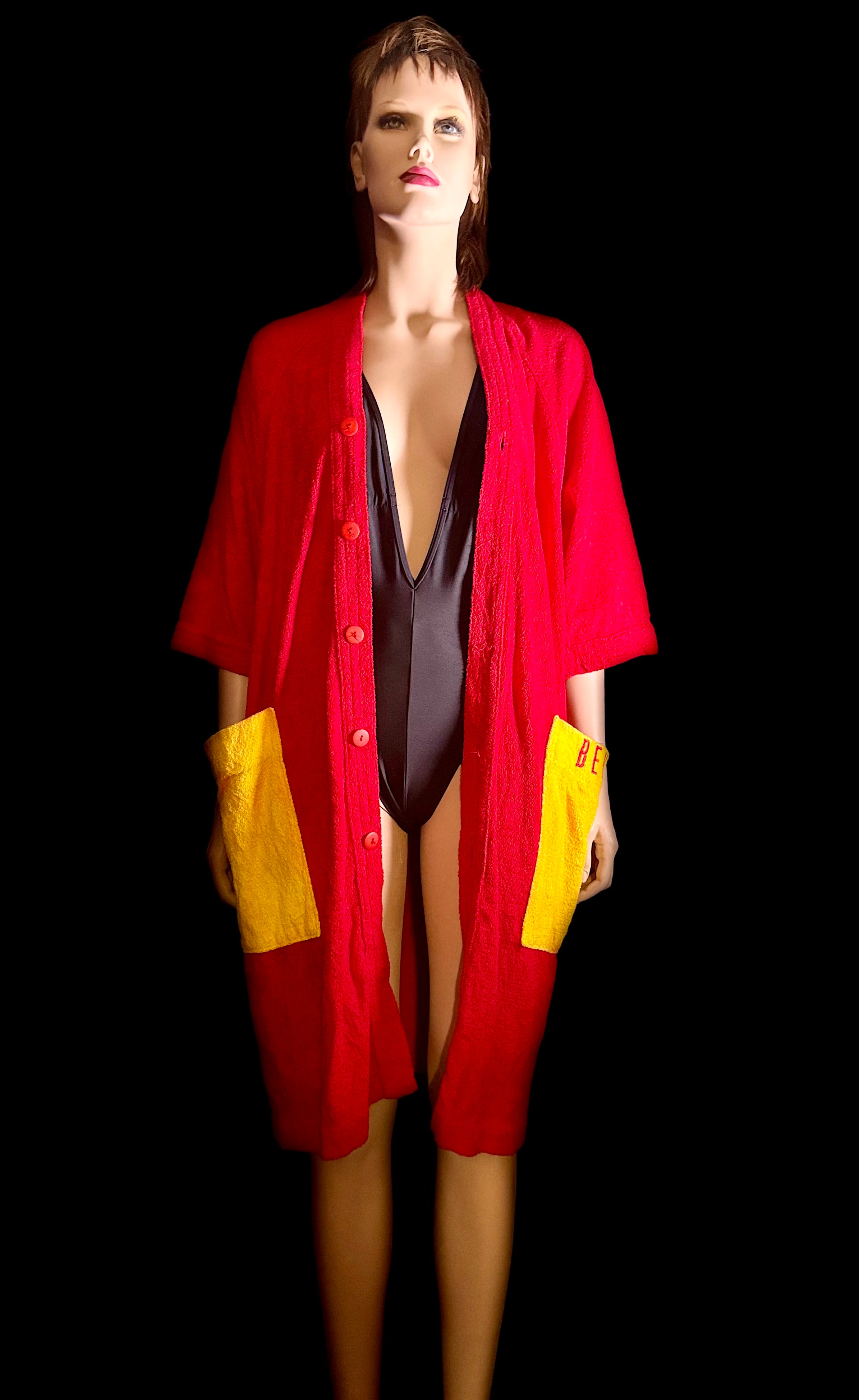 Deadstock 90s United Colors of Benetton Terry Robe - Red and Yellow (Styled in Italy)
