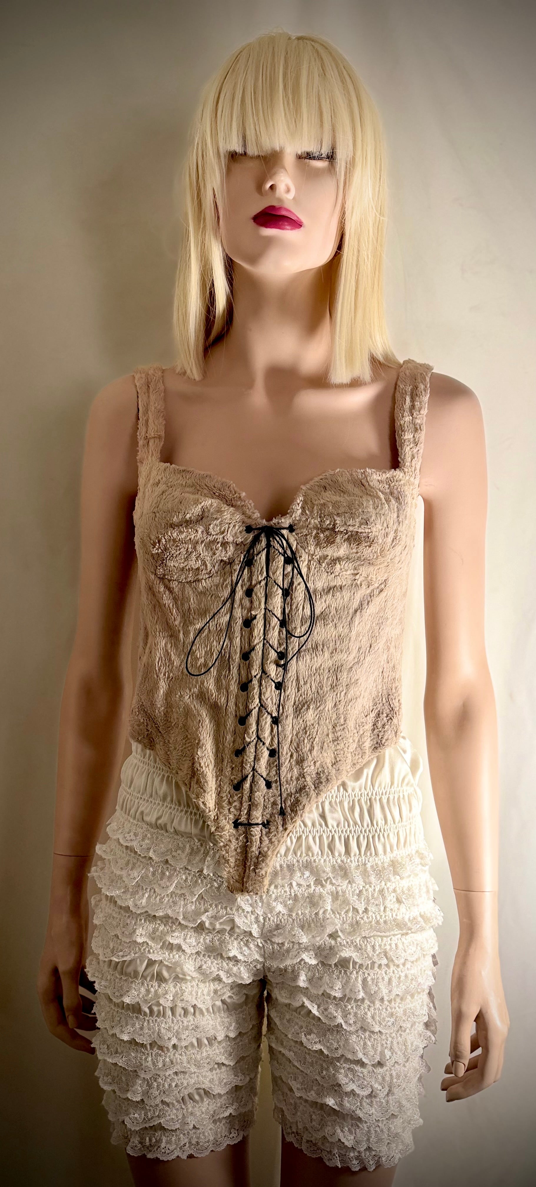 1990s Faux Fur Corset Top