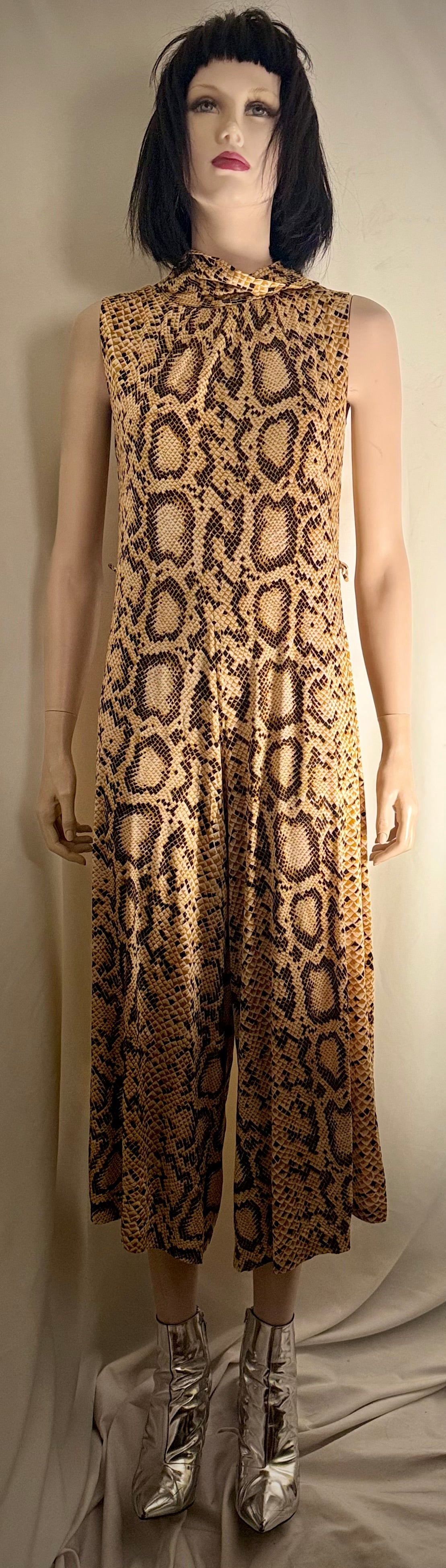 1970s Snakeskin Print Jumpsuit