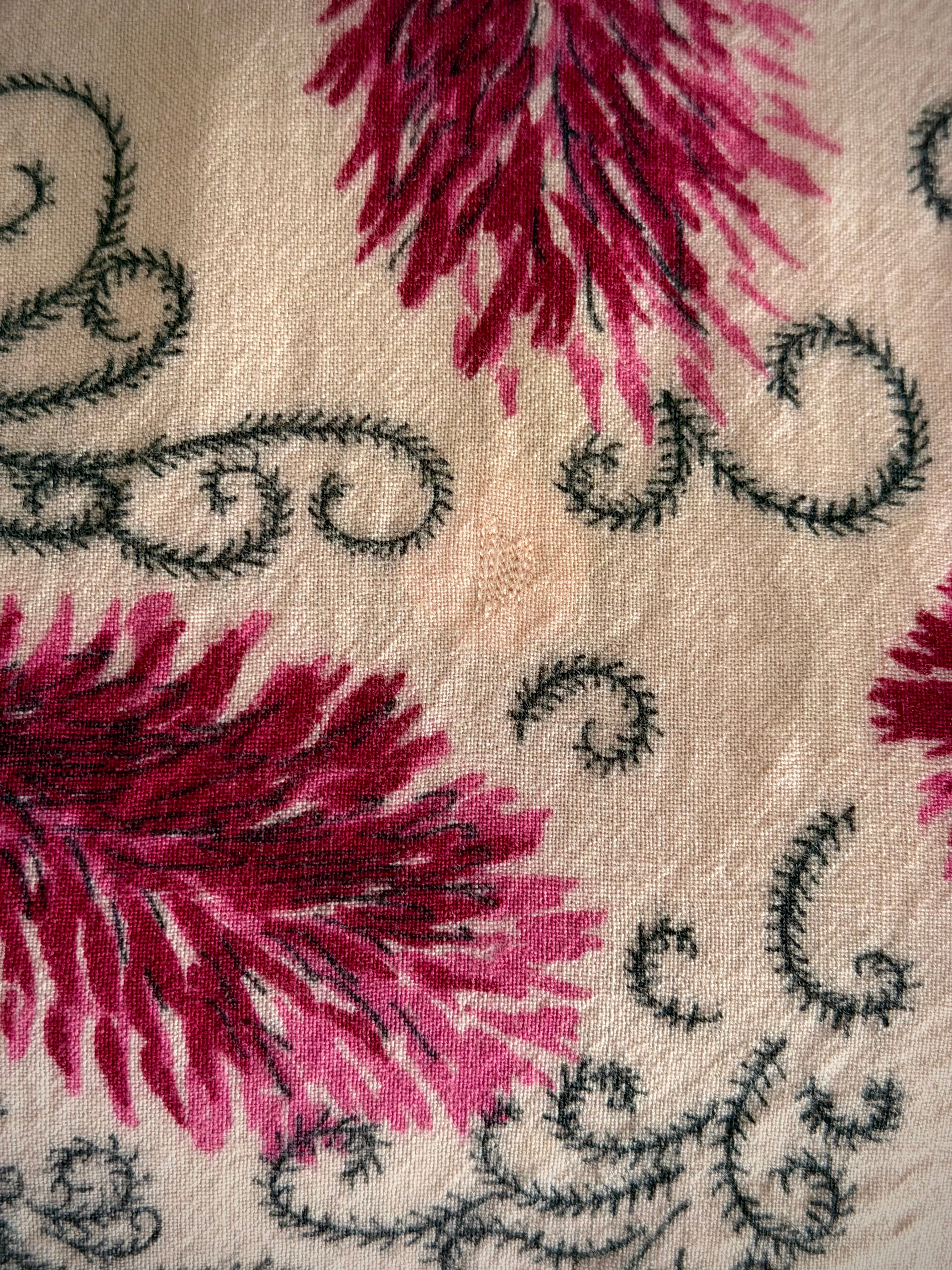 Circa 1940s Cotton Day Dress with Raspberry Print- Professionally Restored