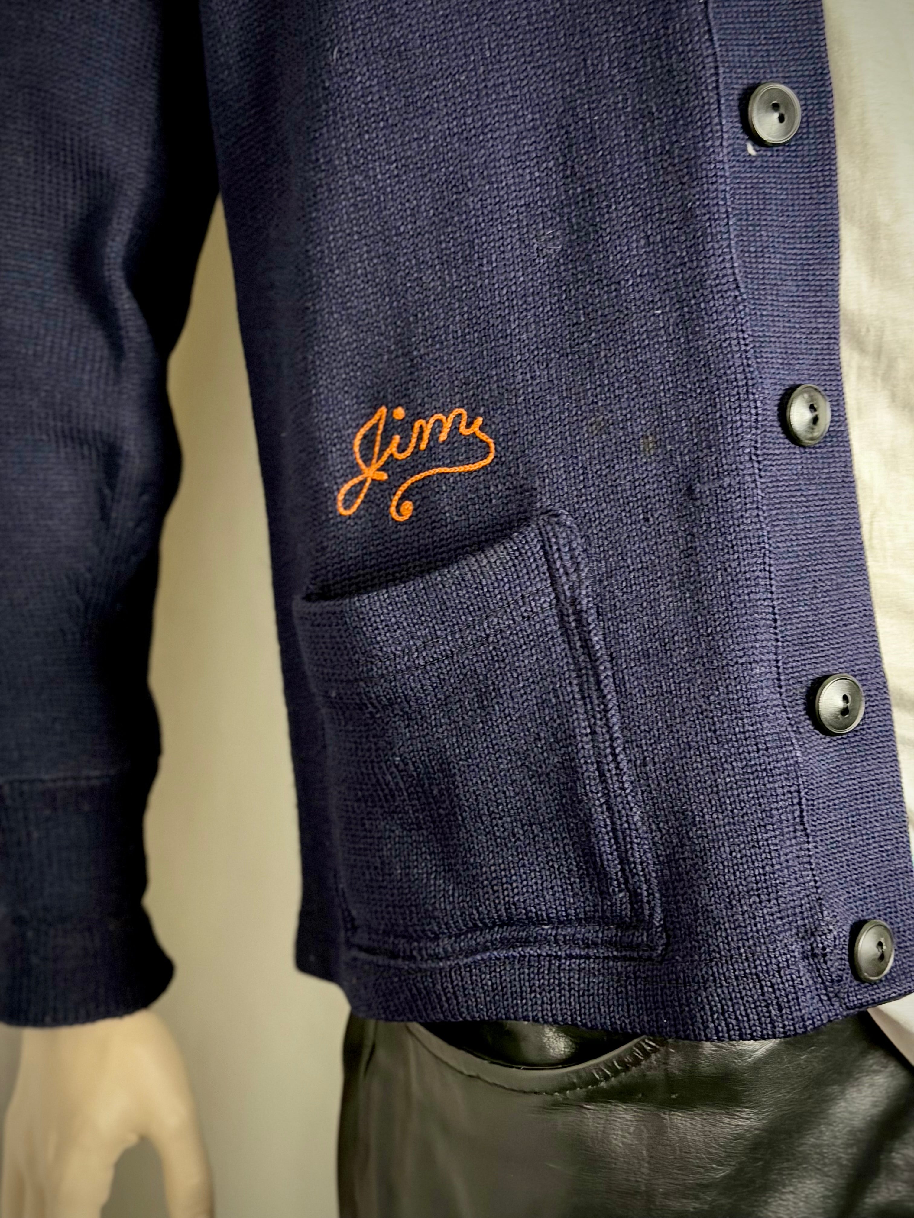 1940s–50s Varsity Knit Cardigan with Chenille Letter Patch