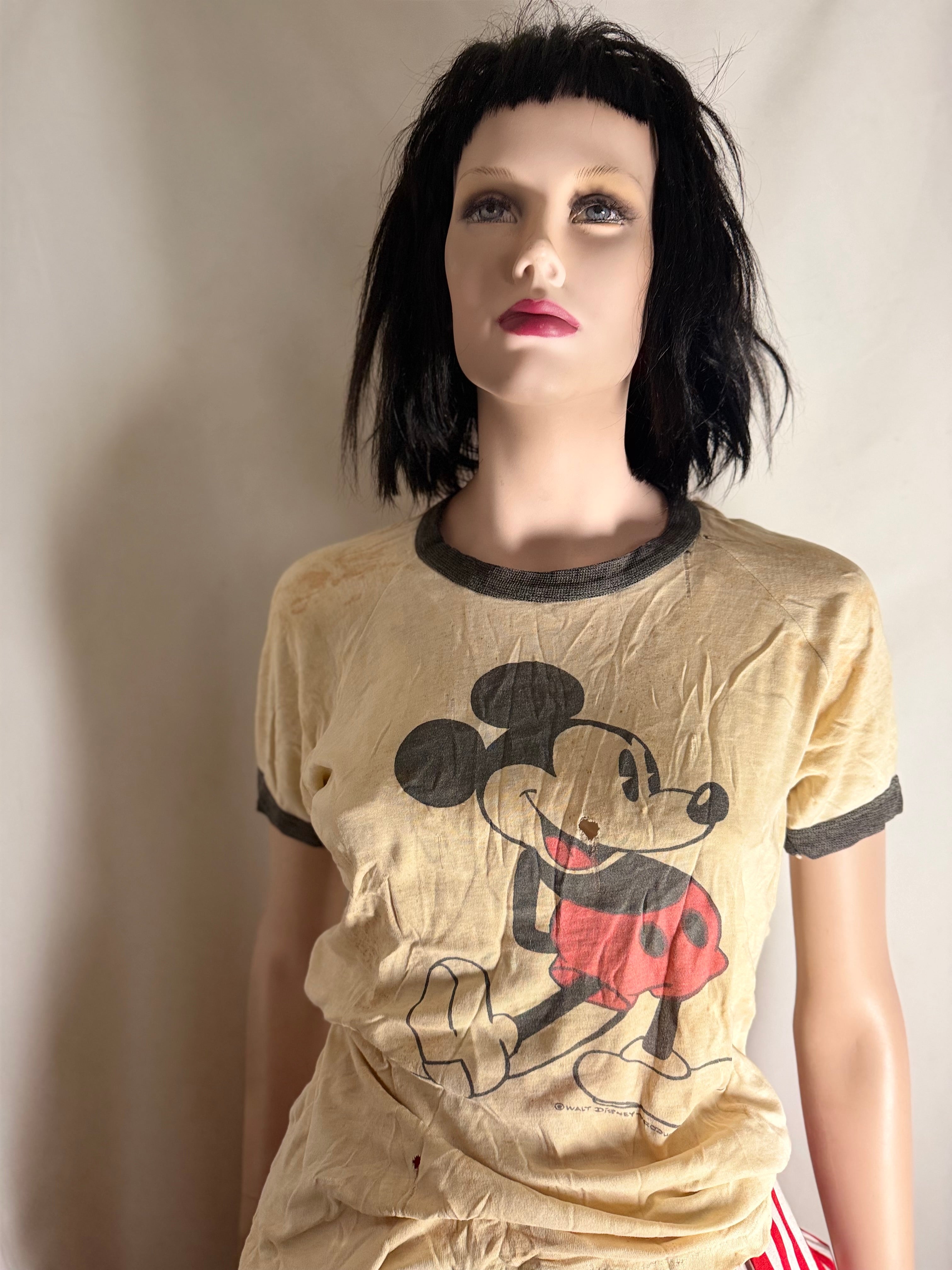 Rare Early Walt Disney Productions Mickey Mouse Ringer T-shirt Dating Most Likely to the Early 1960s.