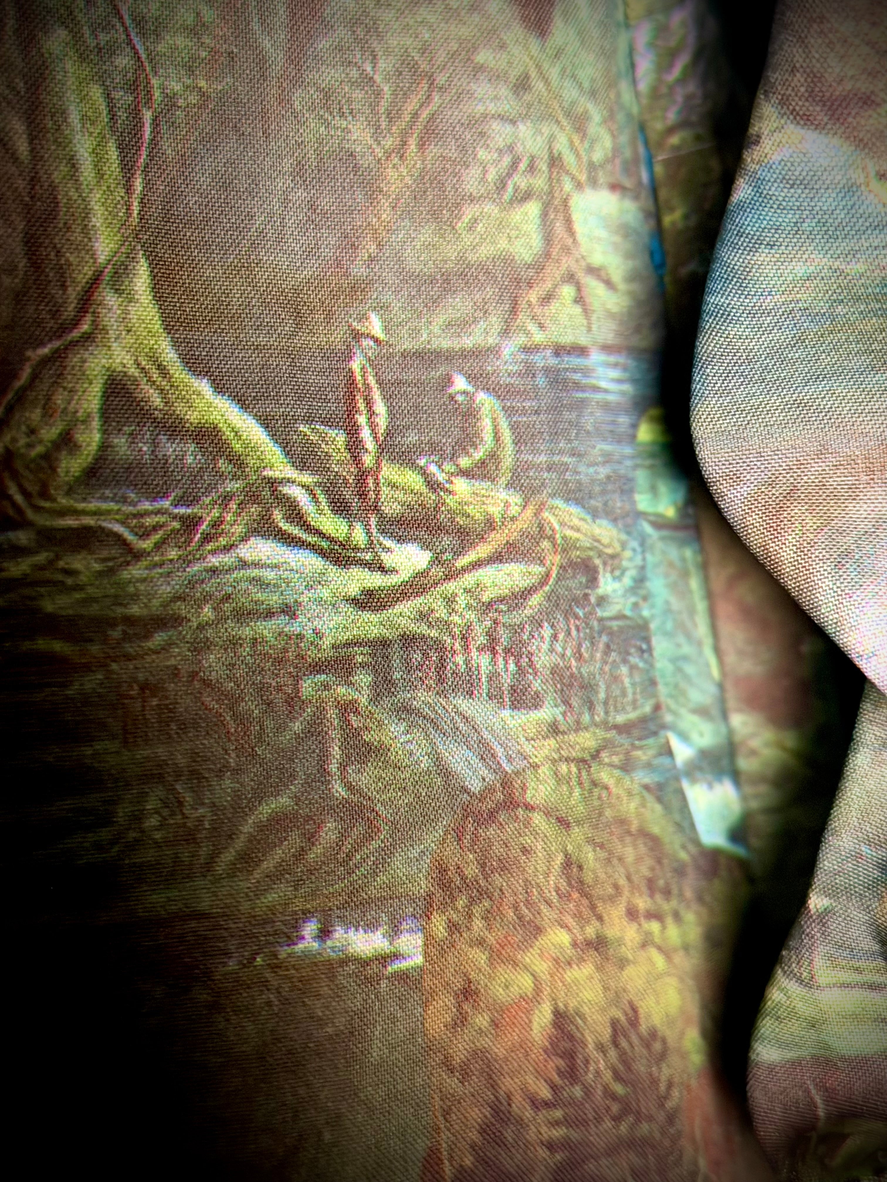 Late 1960s–Early 1970s Forest Scenic Print Shirt | Painterly Landscape Blouse
